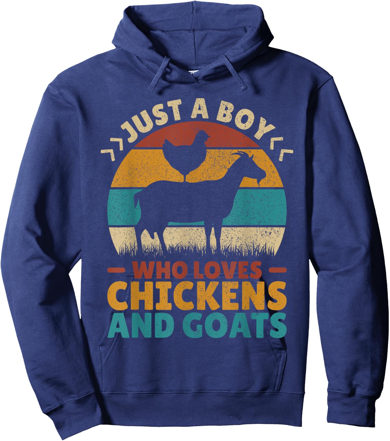 Just A Boy Who Loves Chickens Goats Farm Animal Lover Farmer Hoodie - Hoodie | Navy