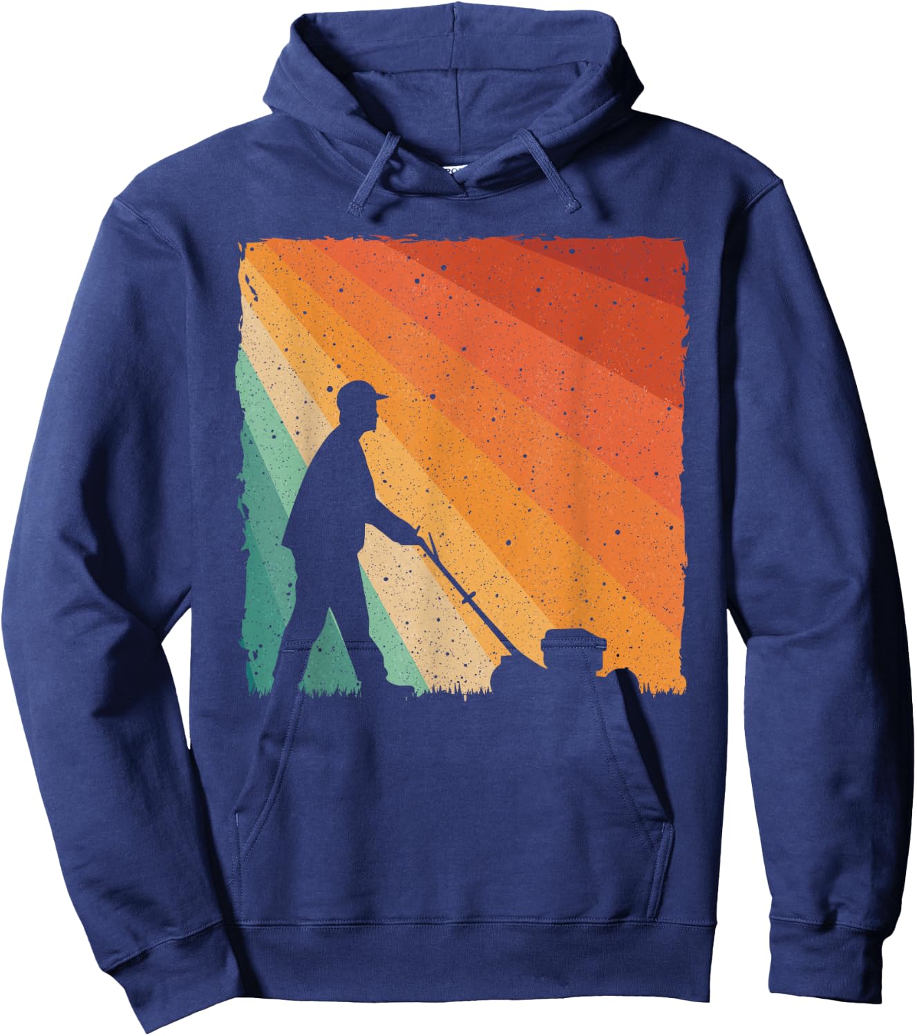 Cool Vintage Landscaper Art Dad Lawn Mower Lawn Care Hoodie - Hoodie | Navy