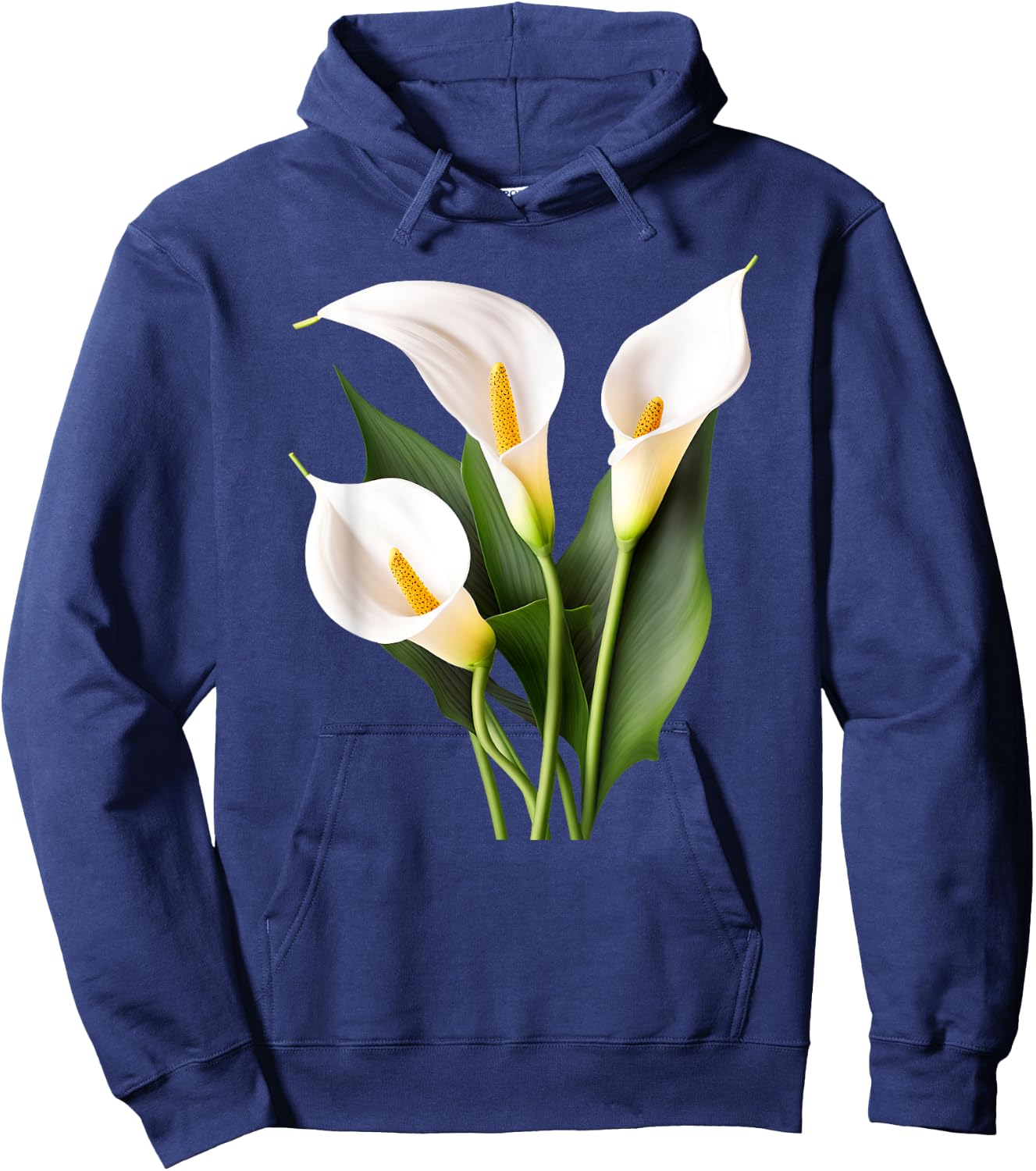 White Calla Lily Flower Illustration Novelty Graphic Designs Hoodie - Hoodie | Navy
