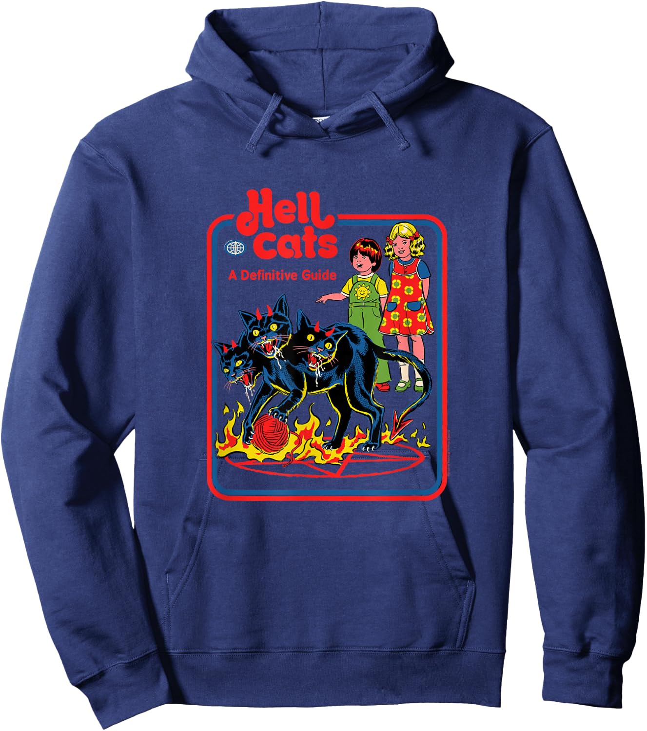 Steven Rhodes Hell Cats: A Definitive Guide Retro Dark Humor Hoodie - Hoodie | Navy