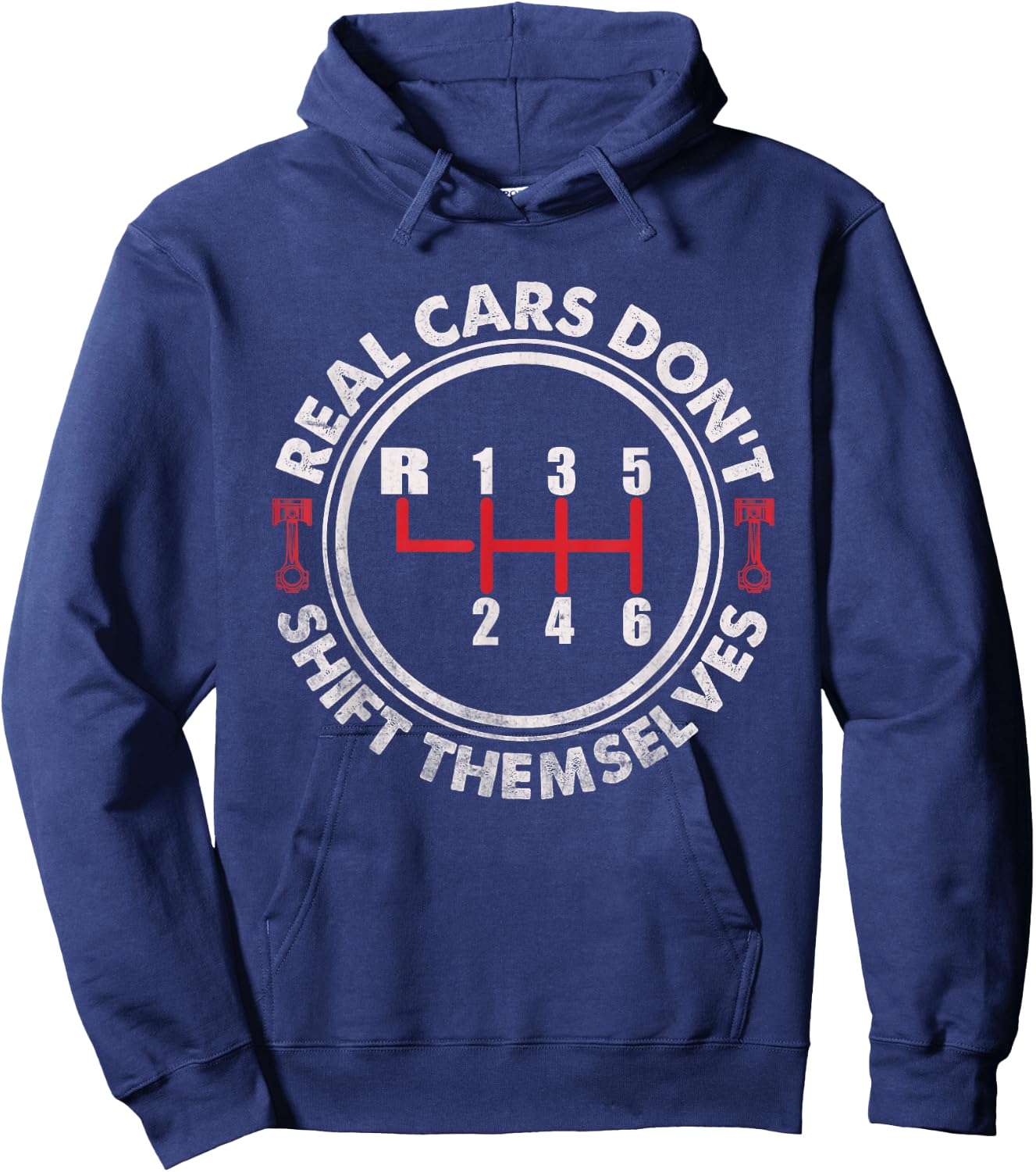 Real Cars Don't Shift Themselves Six Speed Drifting Hoodie - Hoodie | Navy