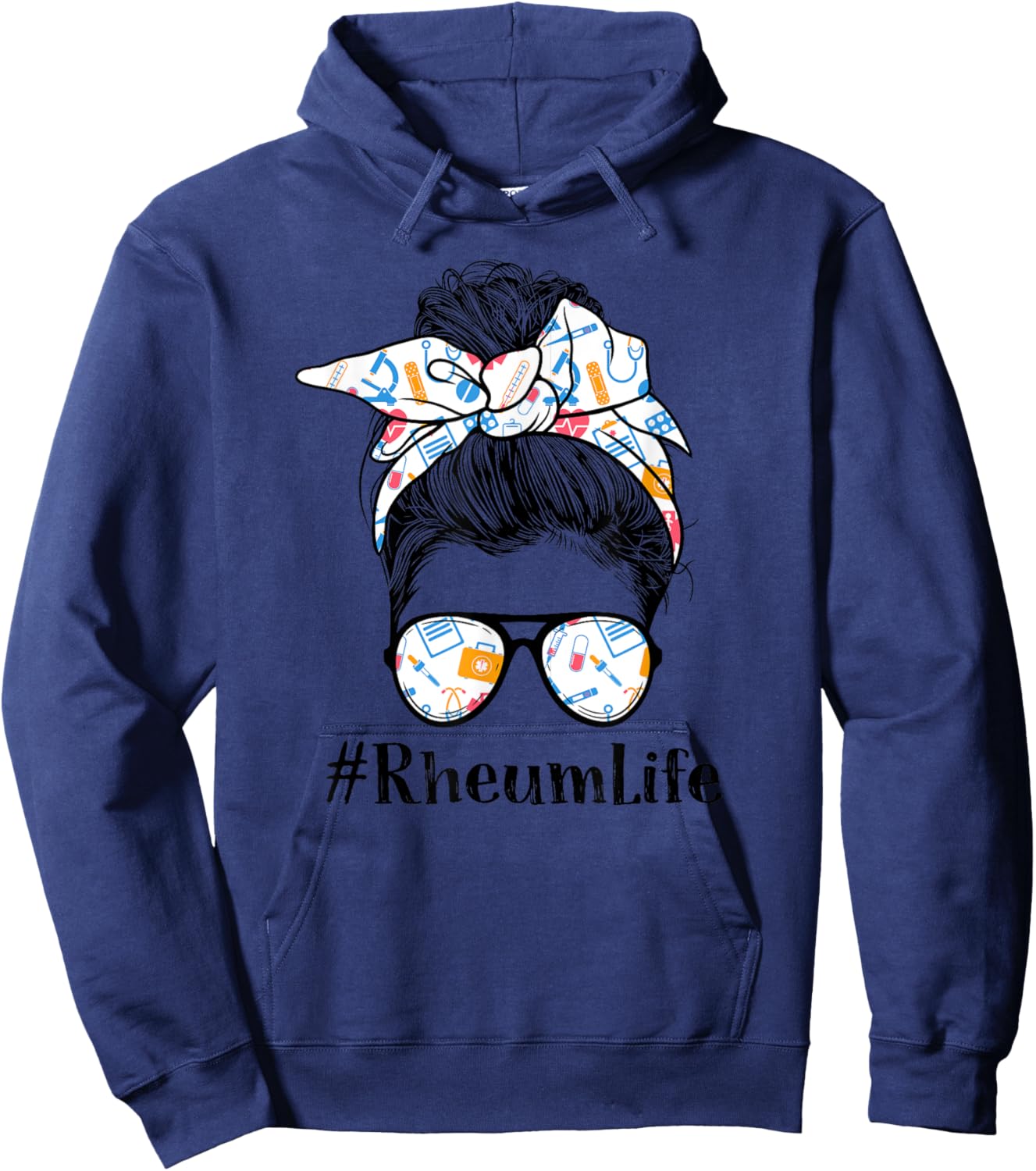 Rheum Rheumatology Nurse Life Appreciation Day Messy Bun Hoodie - Hoodie | Navy