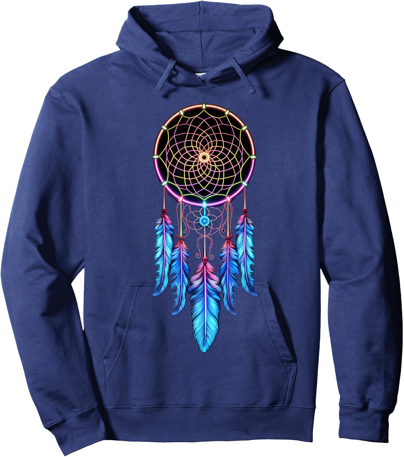 Colorful Dreamcatcher Feathers Tribal Native American Indian Hoodie - Hoodie | Navy