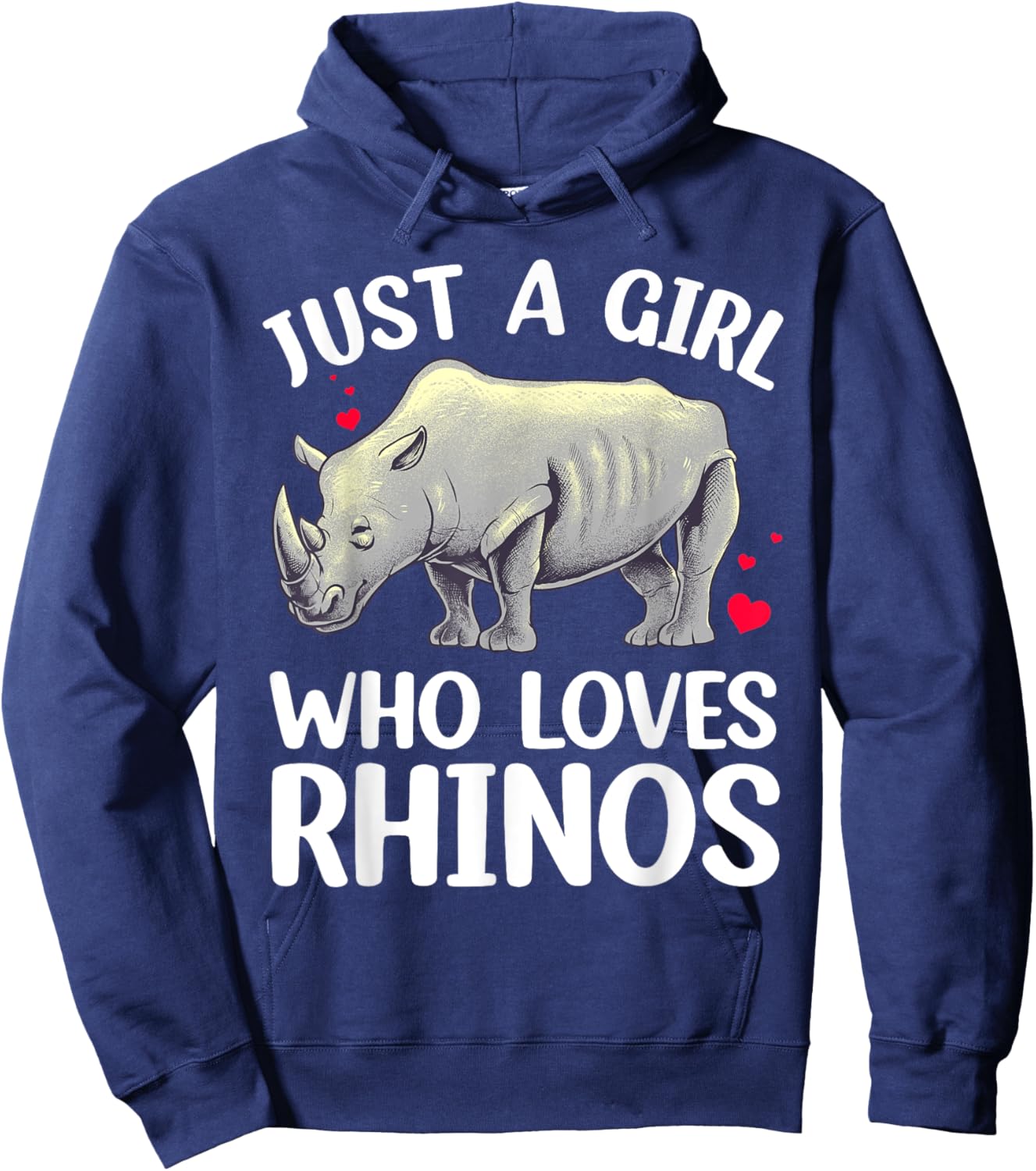 Cool Rhino Art Girls Zoo Rhinoceros Chubby Unicorn Hoodie - Hoodie | Navy