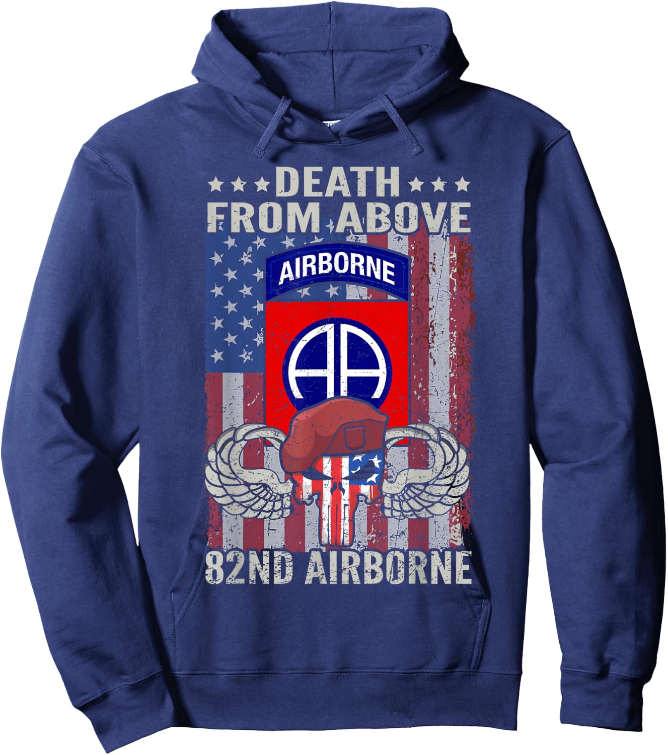 Death From Above USA 82nd Airborne Division Veteran Hoodie - Hoodie | Navy