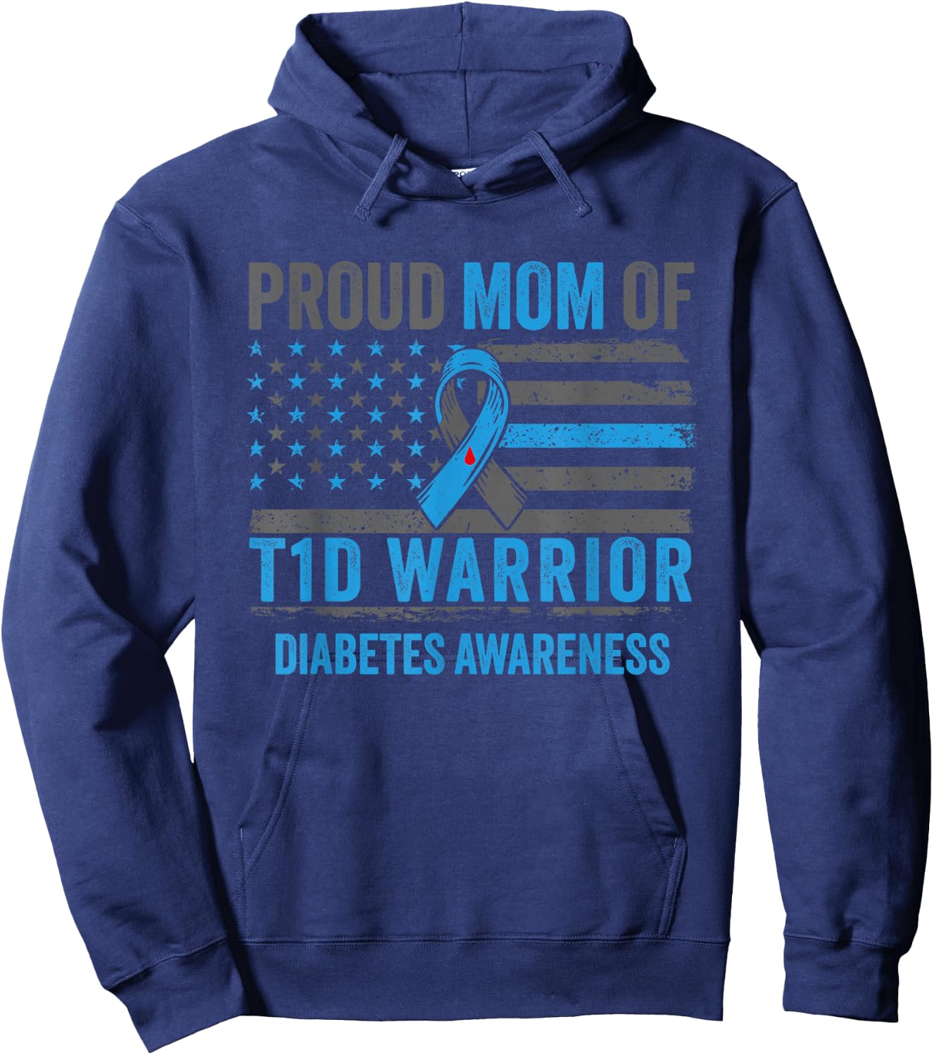 Type 1 Diabetes Awareness T1D Mom of Warrior Type 1 Diabetic Hoodie - Hoodie | Navy