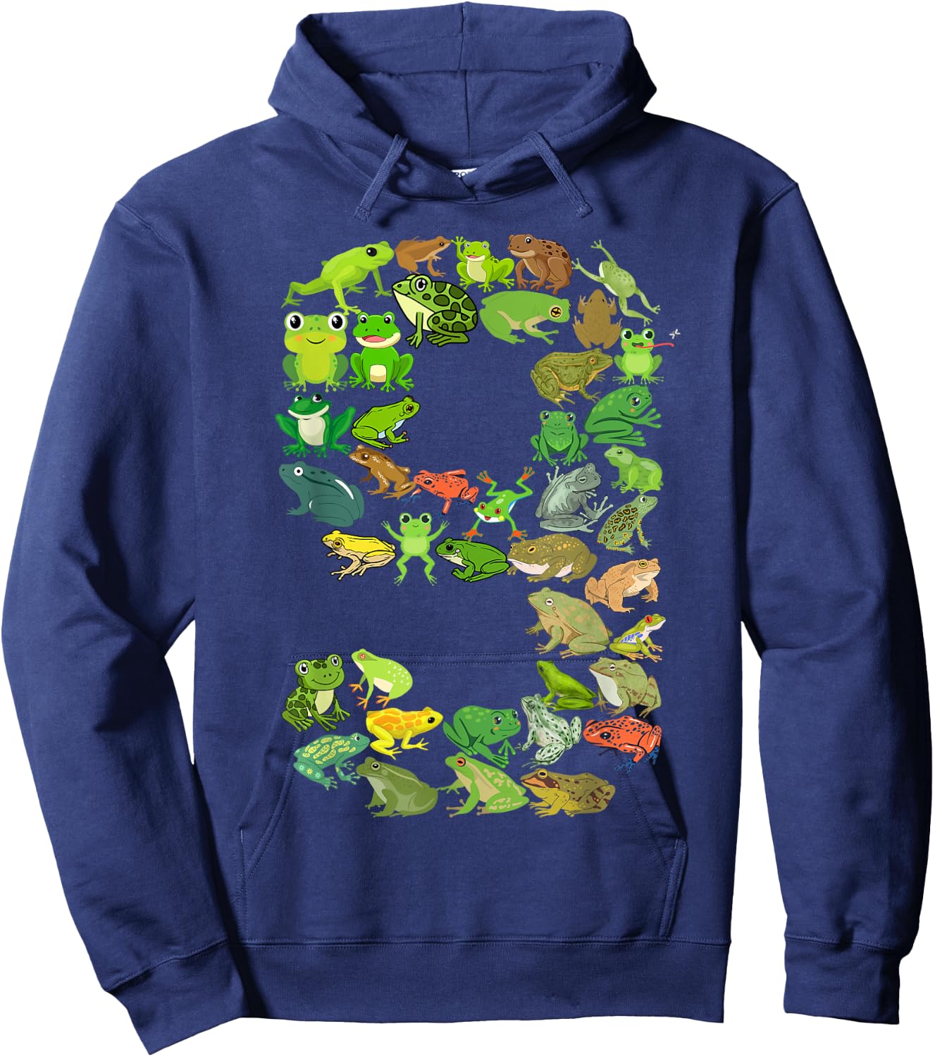 Cute 9th Birthday Frog Themed 9 Year Old Kids Frog Lover Hoodie - Hoodie | Navy