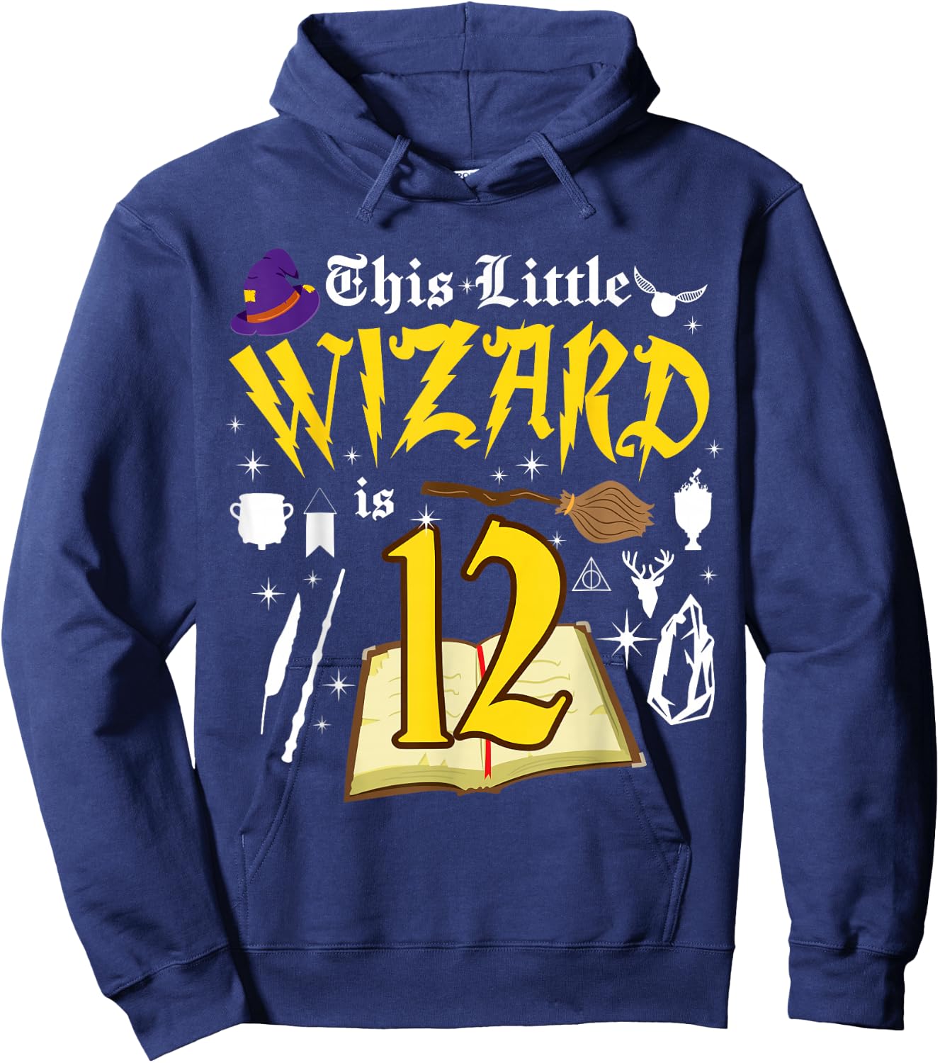 12th Birthday Wizard Magic 12 Year Old Funny B-Day Matching Hoodie - Hoodie | Navy