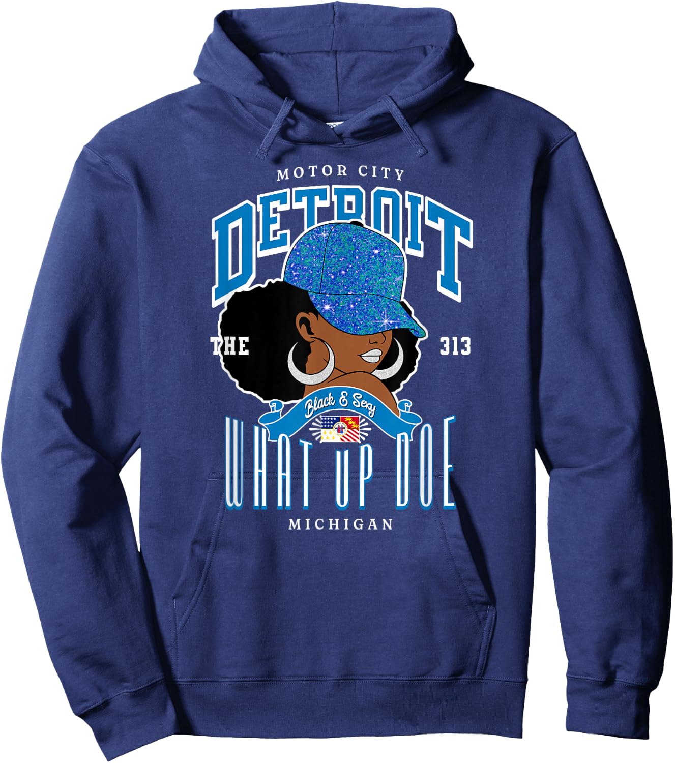 313 Detroit Area Code | Unapologetically Melanated Hoodie - Hoodie | Navy