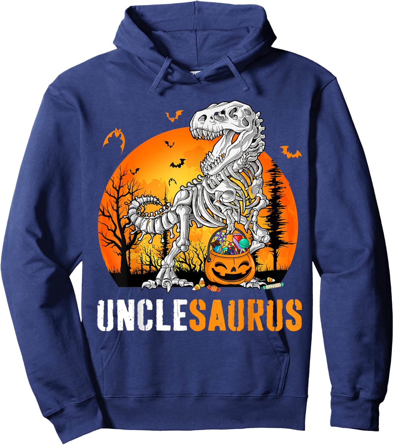 Unclesaurus Dinosaur Skeleton Halloween Uncle Saurus Hoodie - Hoodie | Navy