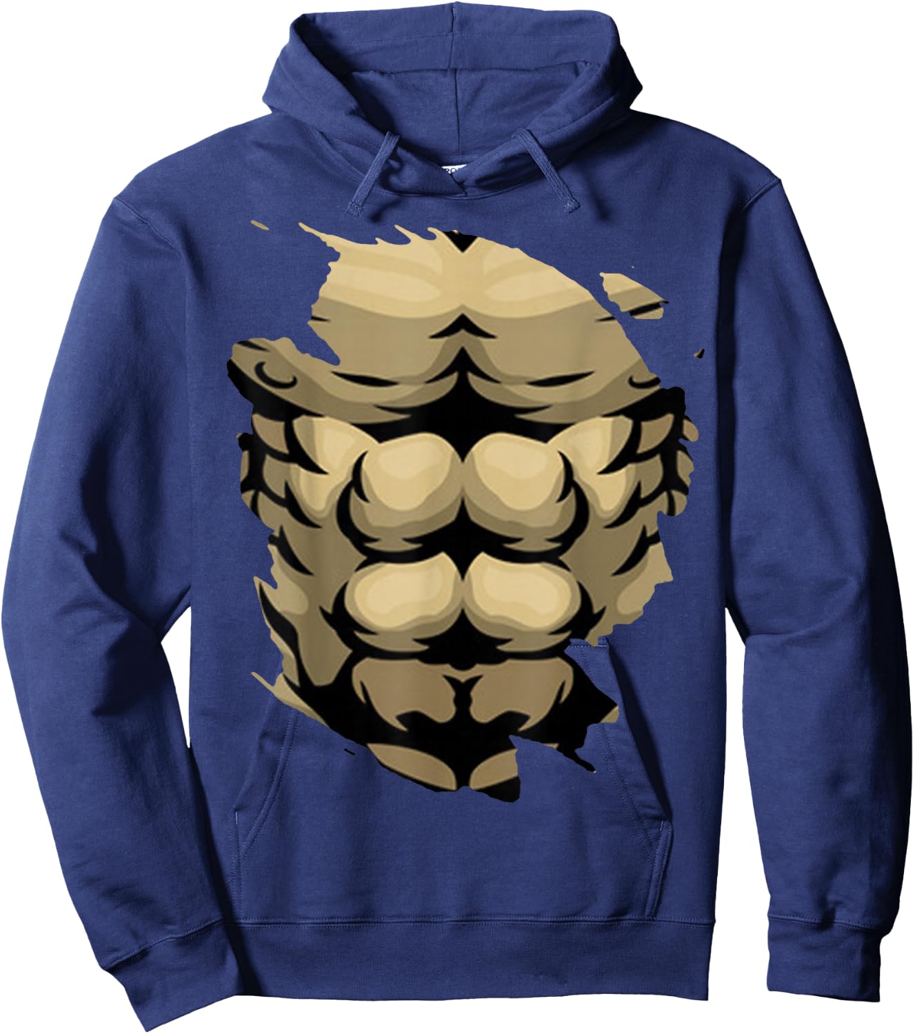 Fake Abs Body Muscle Six Pack Fitness Model Funny Party Torn Hoodie - Hoodie | Navy