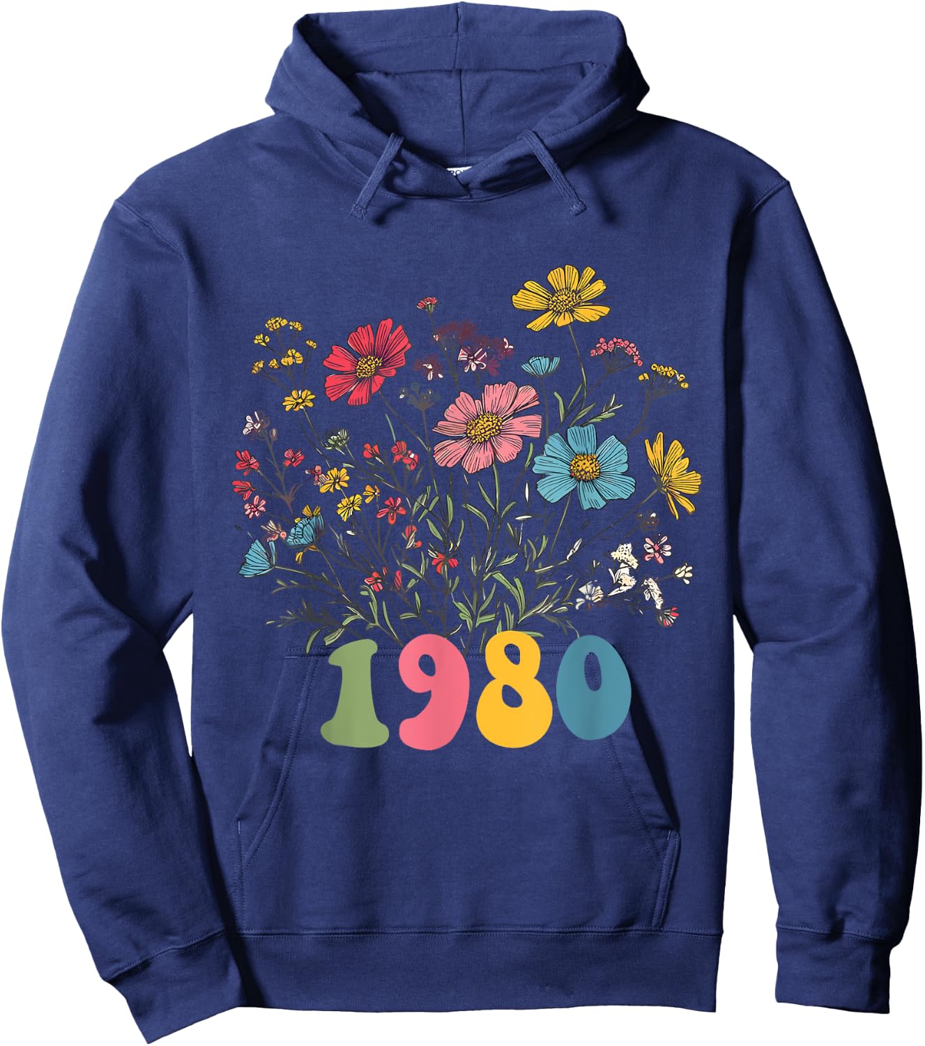 Wildflower Born 1980 45th Birthday 1980 birthday Hoodie - Hoodie | Navy