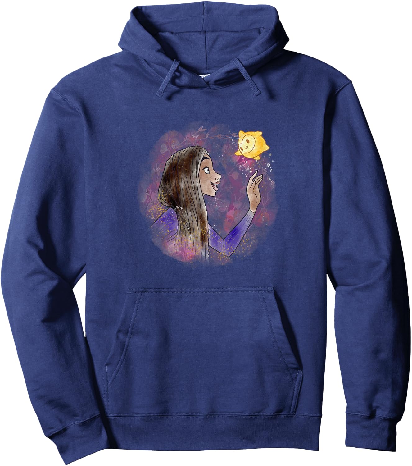Disney Wish Asha & Star Watercolor Vignette Portrait Hoodie - Hoodie | Navy