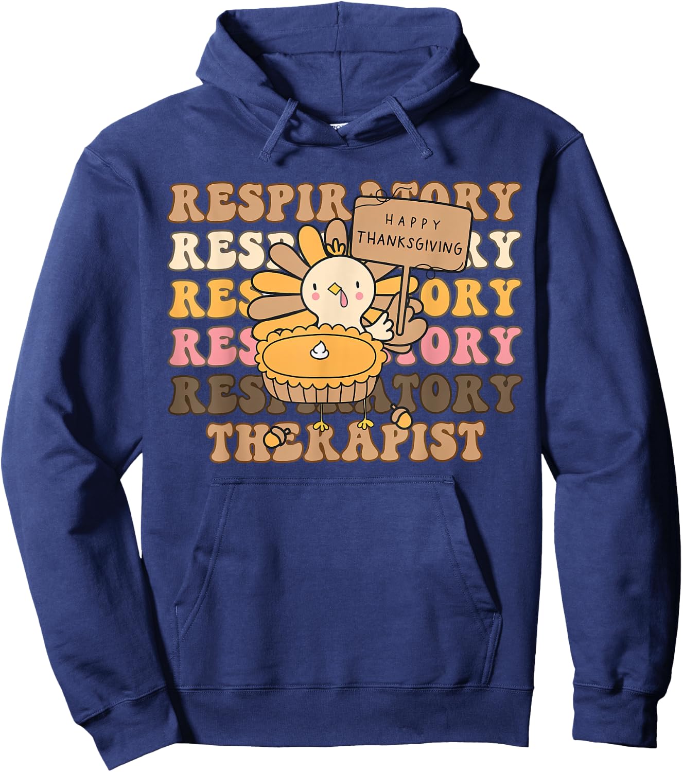 Retro Respiratory Therapist Turkey Fall Thanksgiving RT Hoodie - Hoodie | Navy