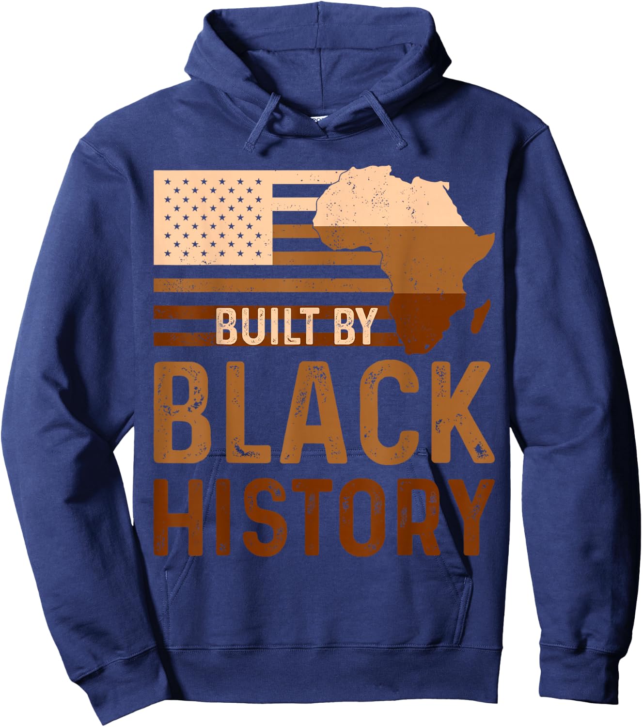 Built By Black History Month Melanin African American Flag Hoodie - Hoodie | Navy