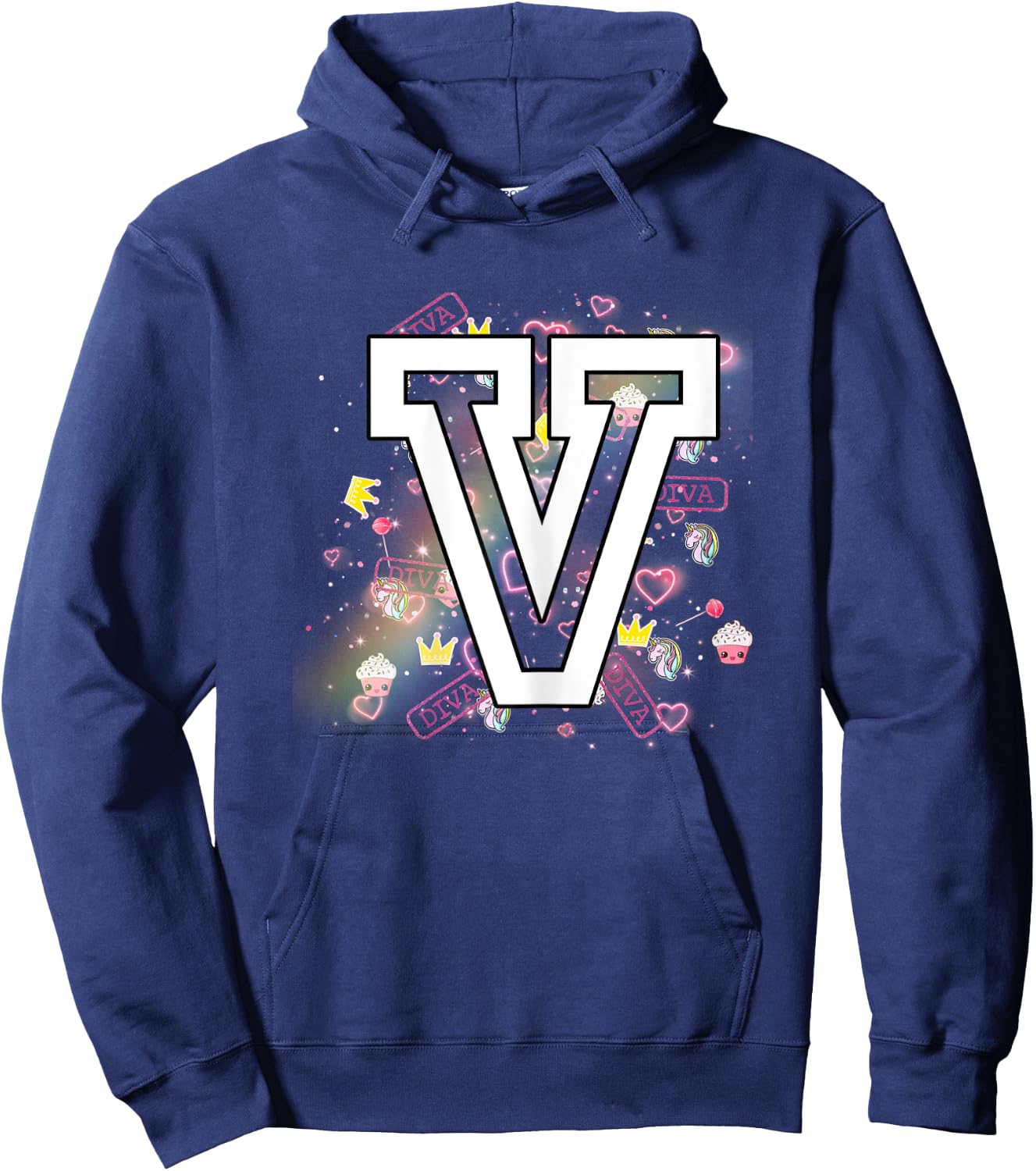 Kids Letter V Clothing For a Girl Who's Name Starts With V Hoodie - Hoodie | Navy