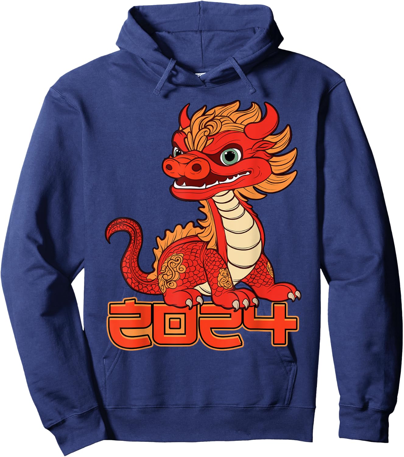 Kids Red Chinese New Year of the Dragon 2024 Lunar Zodiac Hoodie - Hoodie | Navy