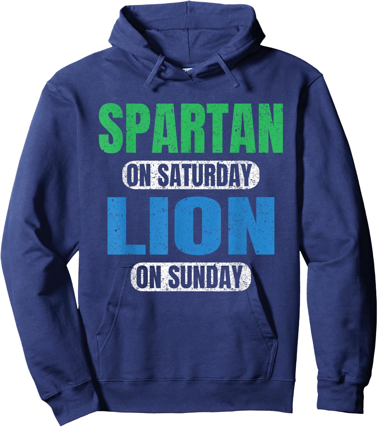 Spartan on Saturday Lion on Sunday Motivation Funny Vintage Hoodie - Hoodie | Navy