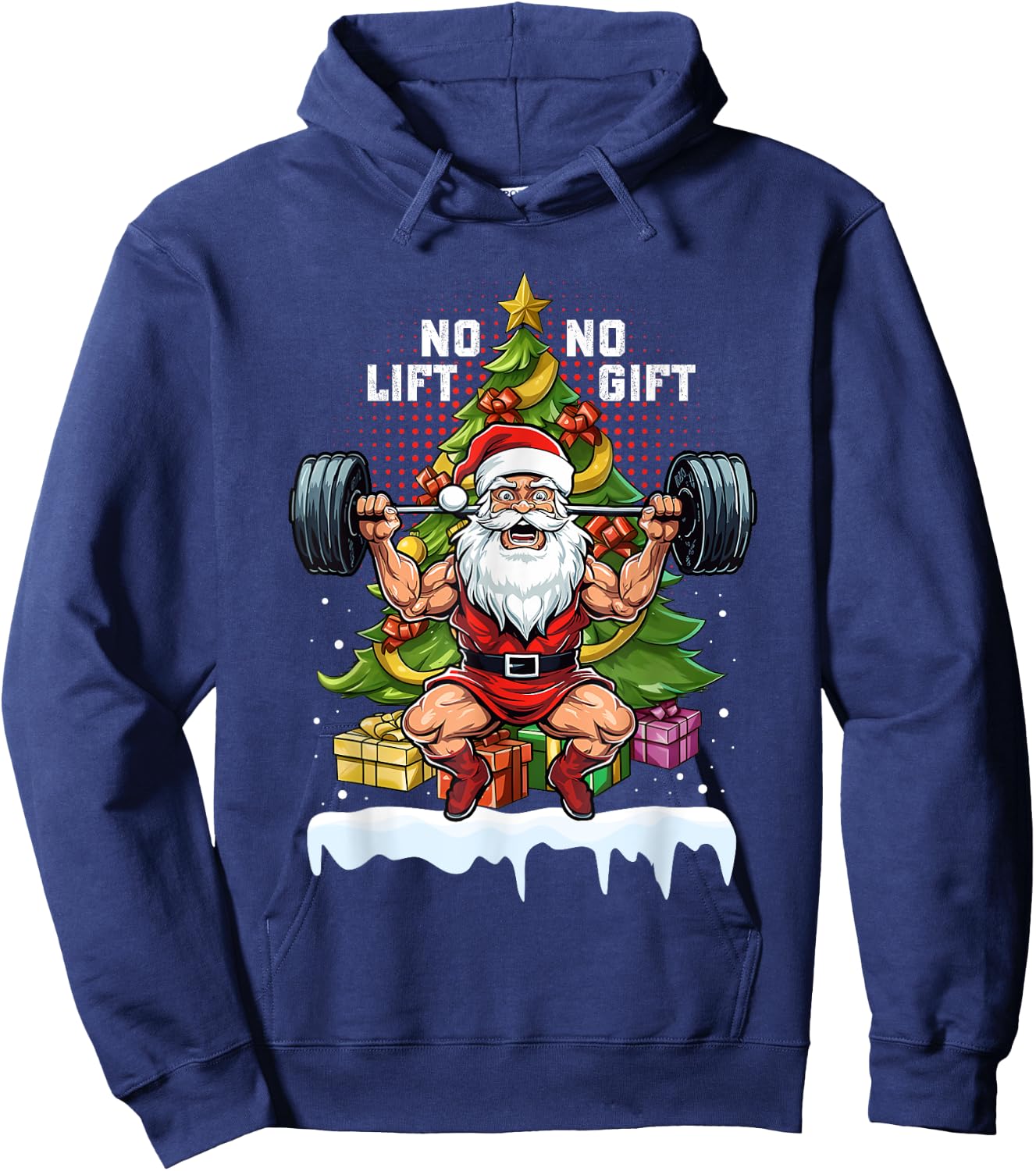 No Lift No Gift Santa Claus Christmas Gym Bodybuilding Funny Hoodie - Hoodie | Navy