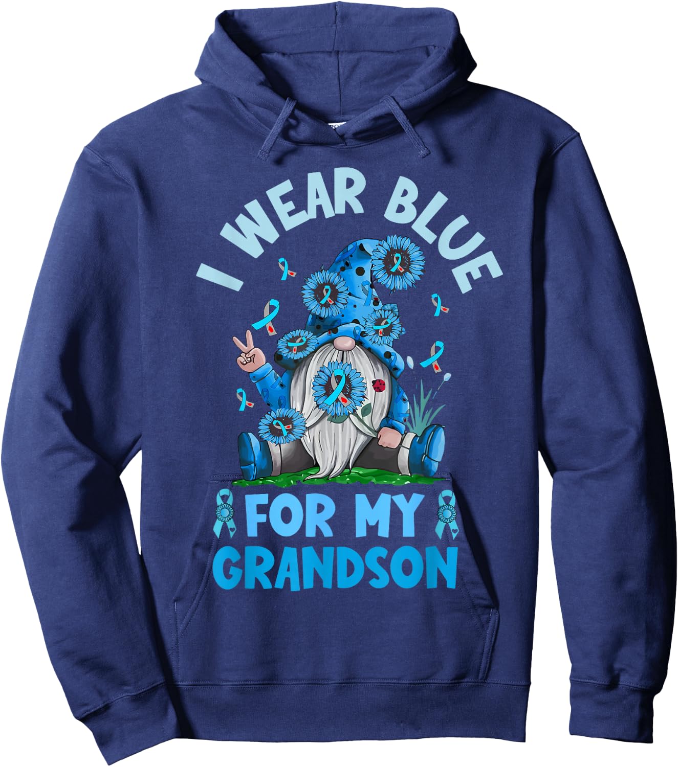 I Wear Blue For My Grandson Type 1 T1D Diabetes Awareness Hoodie - Hoodie | Navy