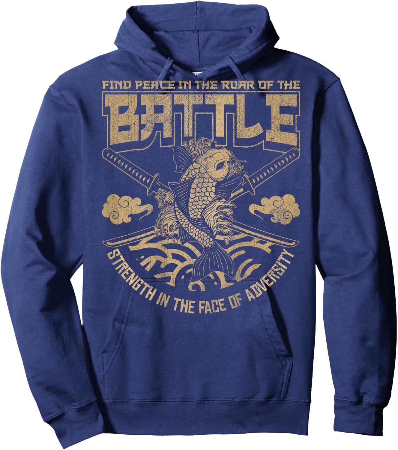 Japanese Koi fish and Samurai sword, Japanese (ART BACK) Hoodie - Hoodie | Navy