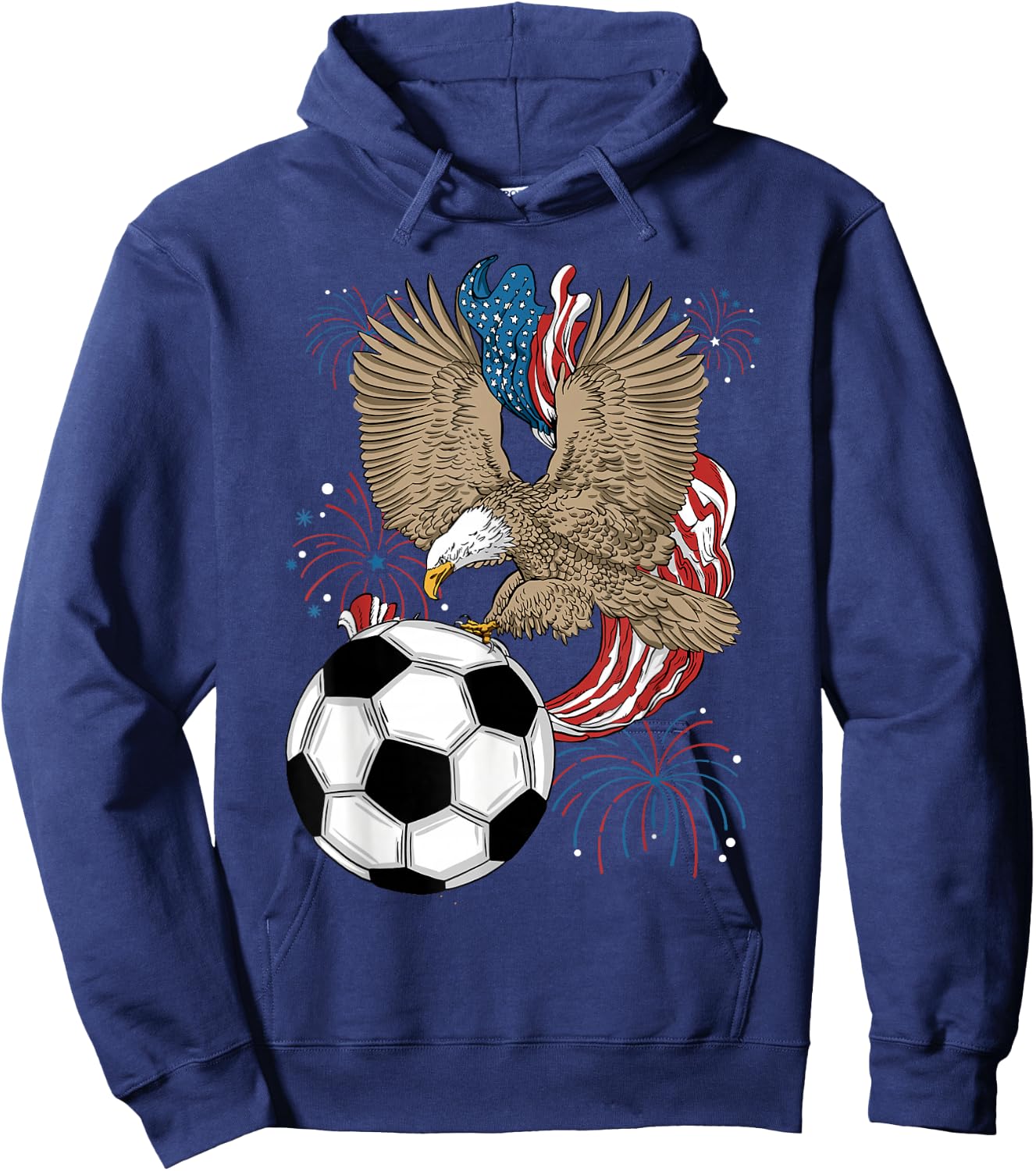 Soccer 4th Of July Eagle USA Flag America Soccer Player Women Kids Men Hoodie - Hoodie | Navy