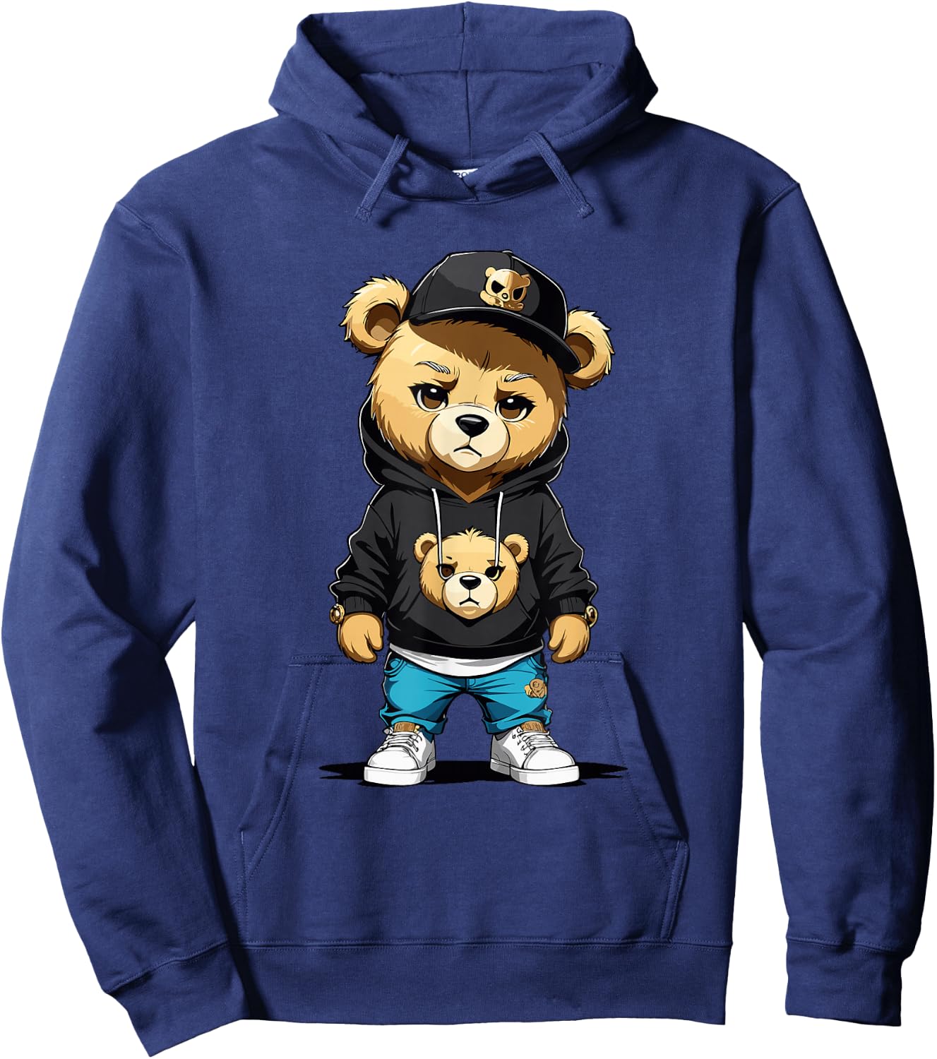 Teddy Bear Gangster in Hip Hop Street Clothes Hoodie - Hoodie | Navy