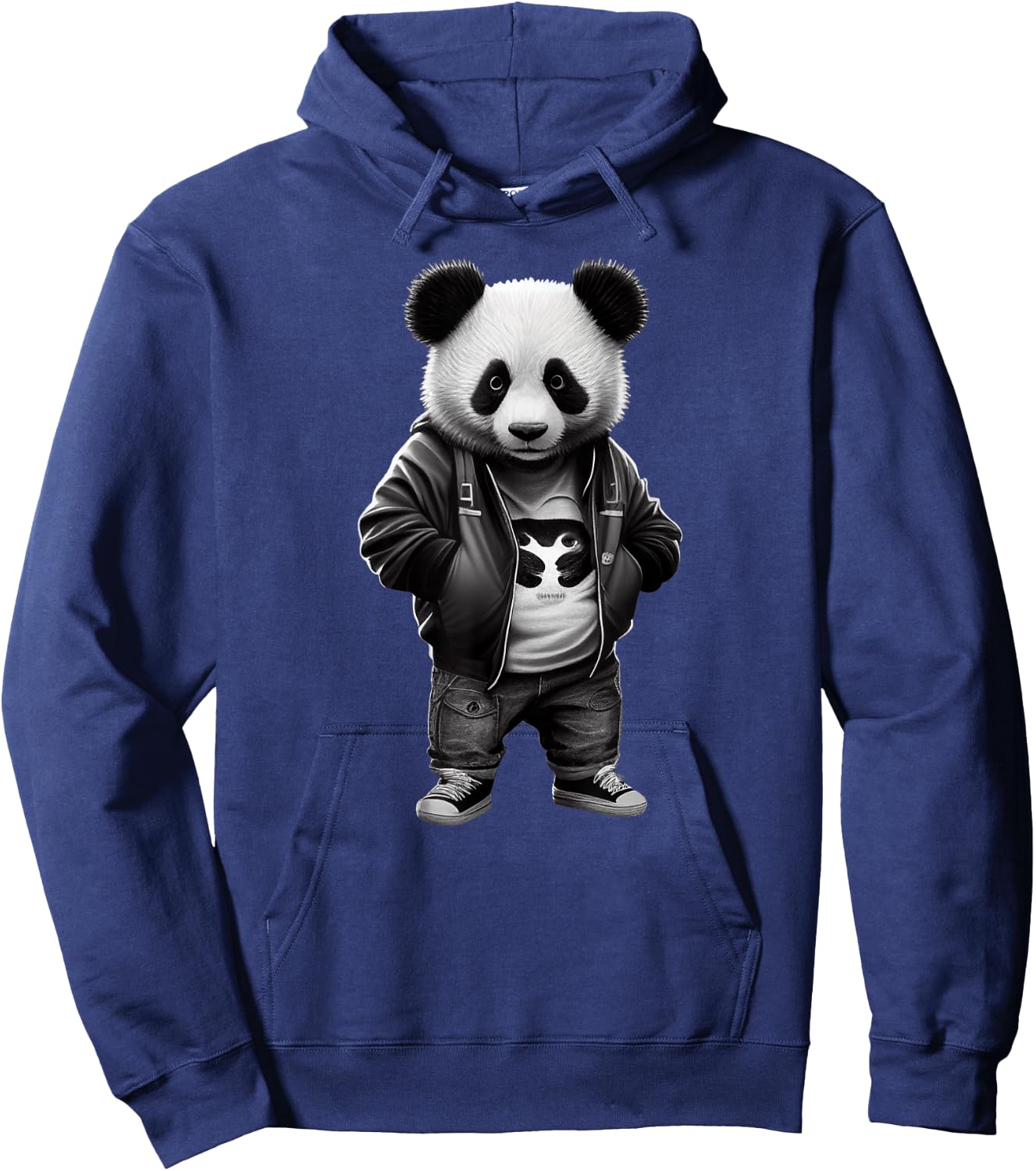 Black and White Panda with Cool Cute Sportswear Hoodie - Hoodie | Navy