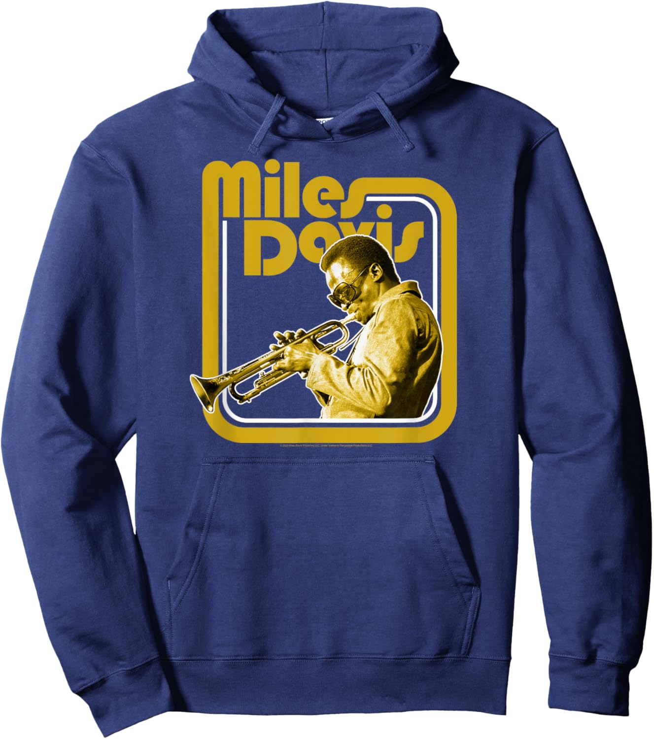 Miles Davis Retro Golden Trumpet Hoodie - Hoodie | Navy