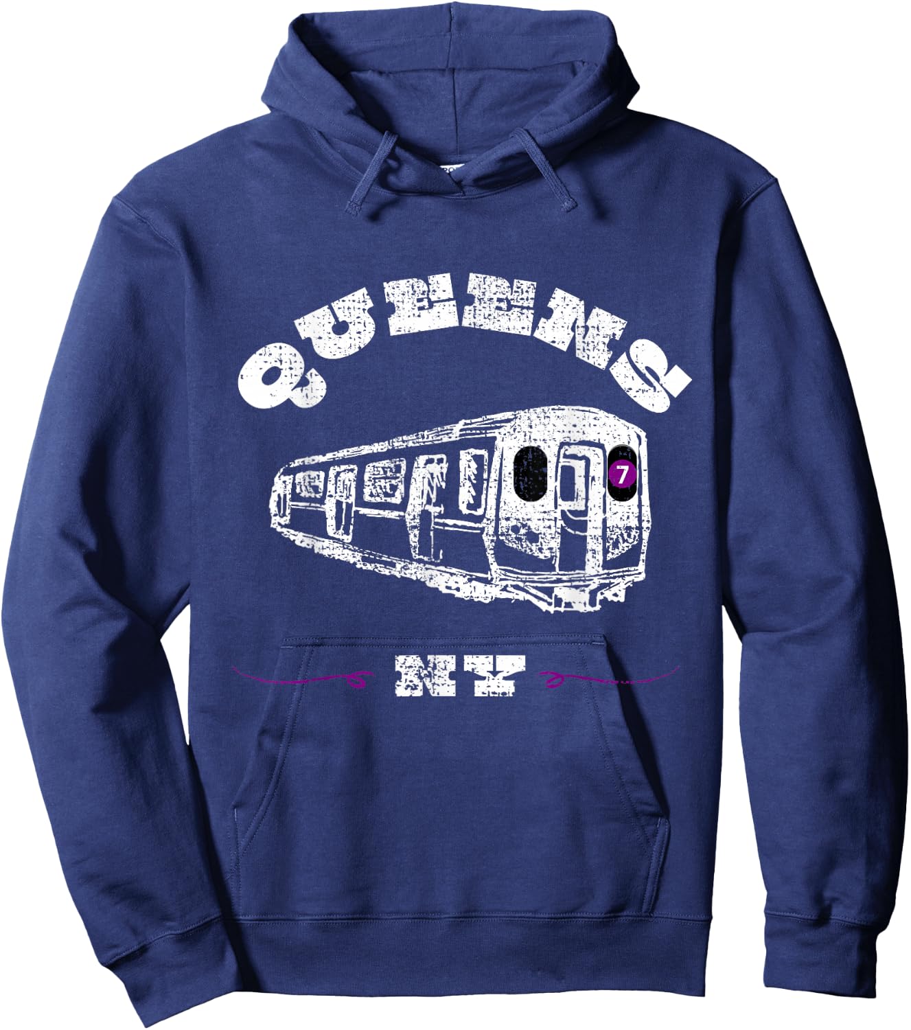 Queens New York 7 Train | New York City Borough | NYC Subway Hoodie - Hoodie | Navy