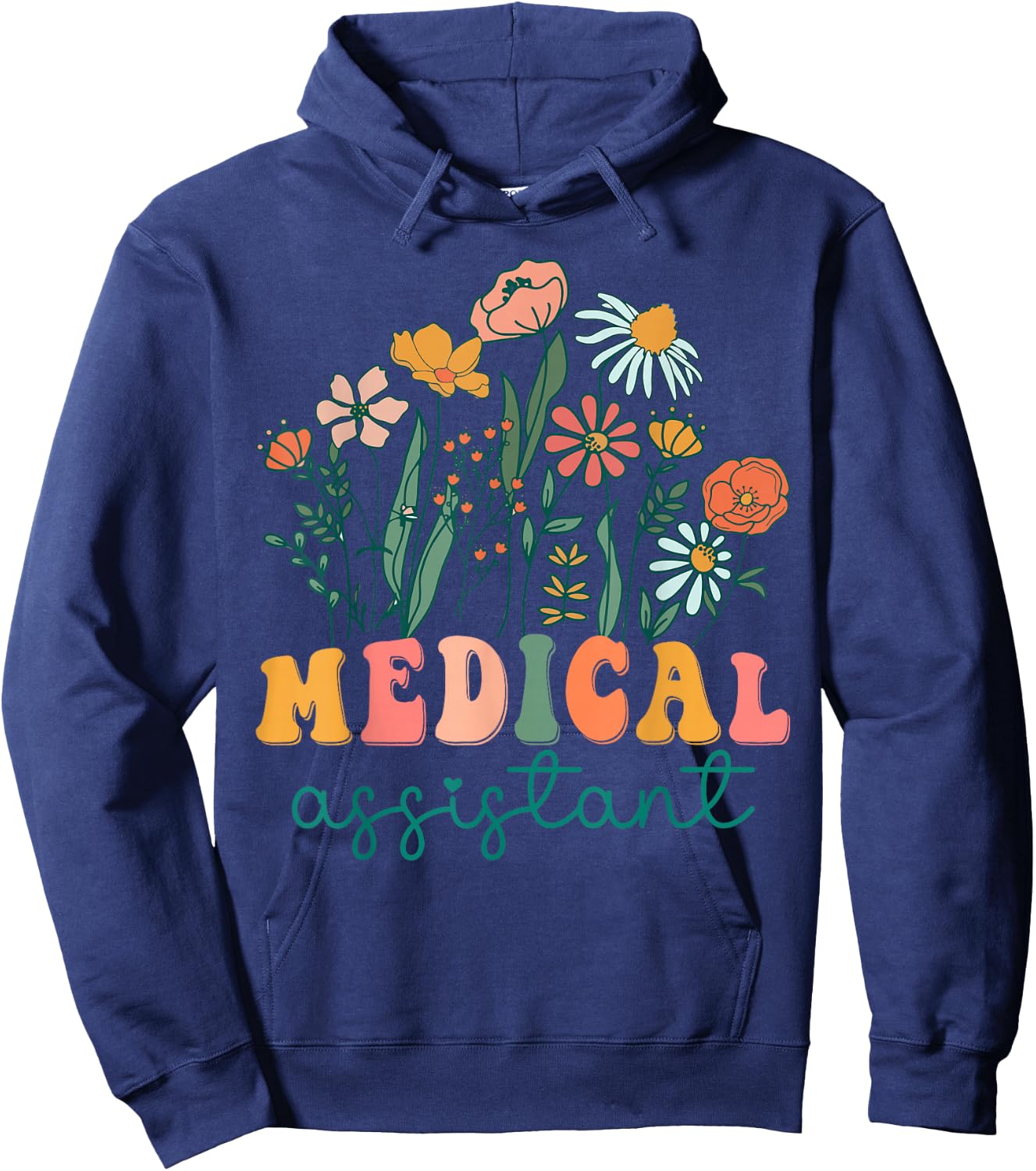Groovy Wildflower Medical Assistant Hoodie - Hoodie | Navy