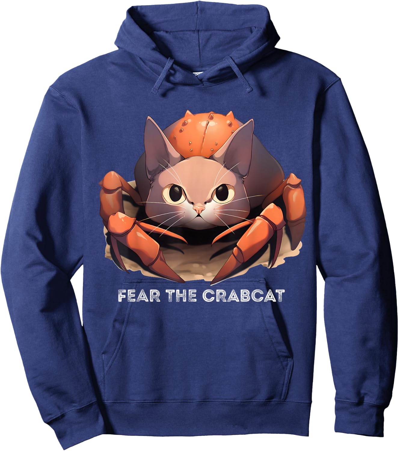 Fear the Crabcat - Funny Crab cat Cryptid Cryptozoology Hoodie - Hoodie | Navy