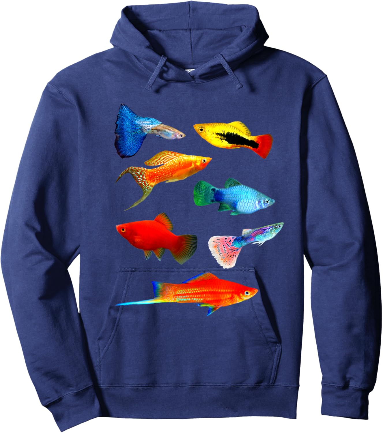 Live Bearers Fish Mollies Swordtails Guppies Platy Fish Hoodie - Hoodie | Navy