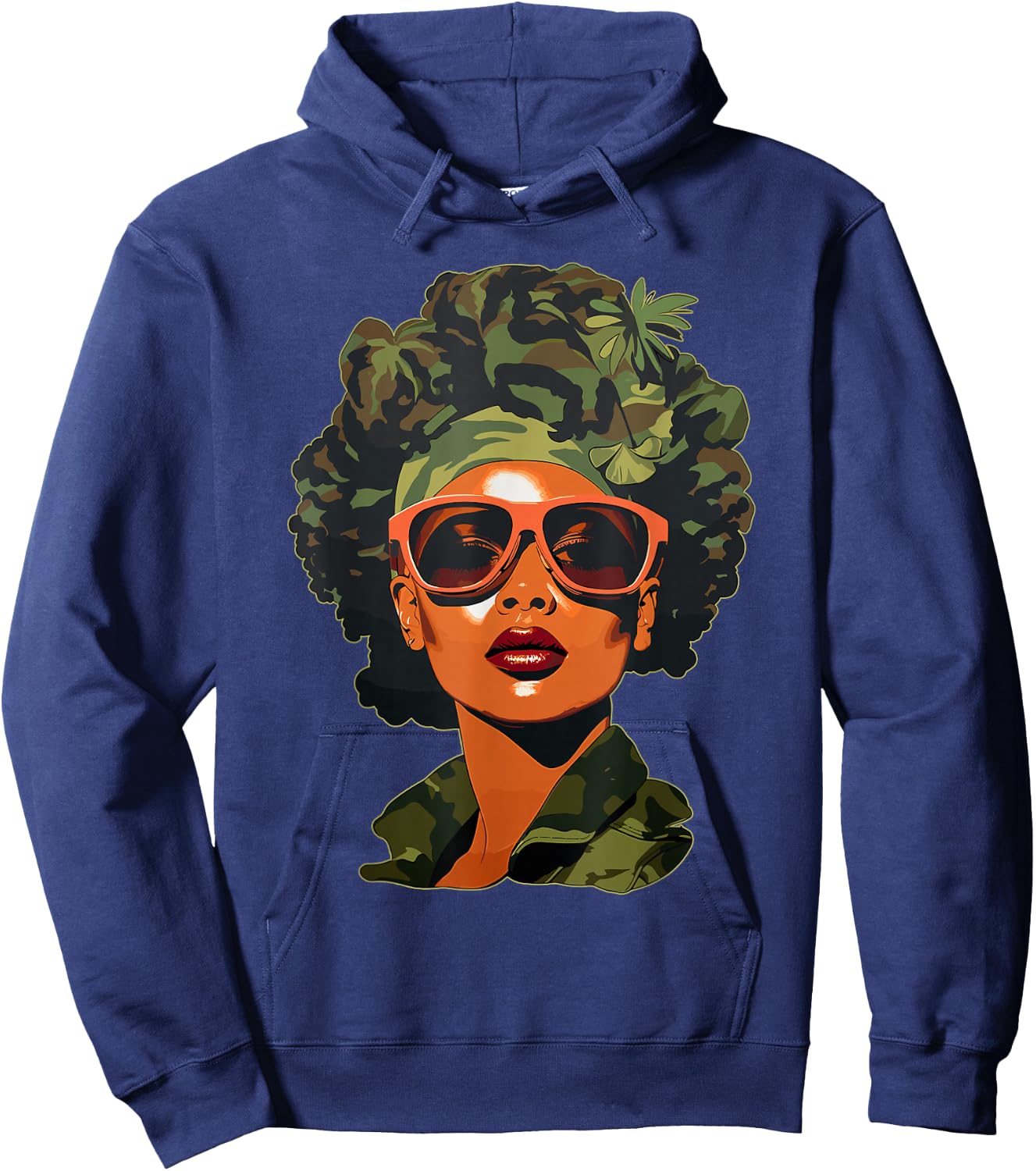 Strong Black Woman, African American, Camouflage, Black Girl Hoodie - Hoodie | Navy