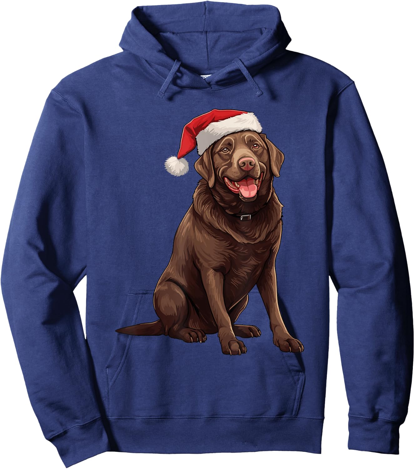 Chocolate Labrador Dog Christmas Santa Hat Xmas Pajama Men Women Kids Hoodie - Hoodie | Navy