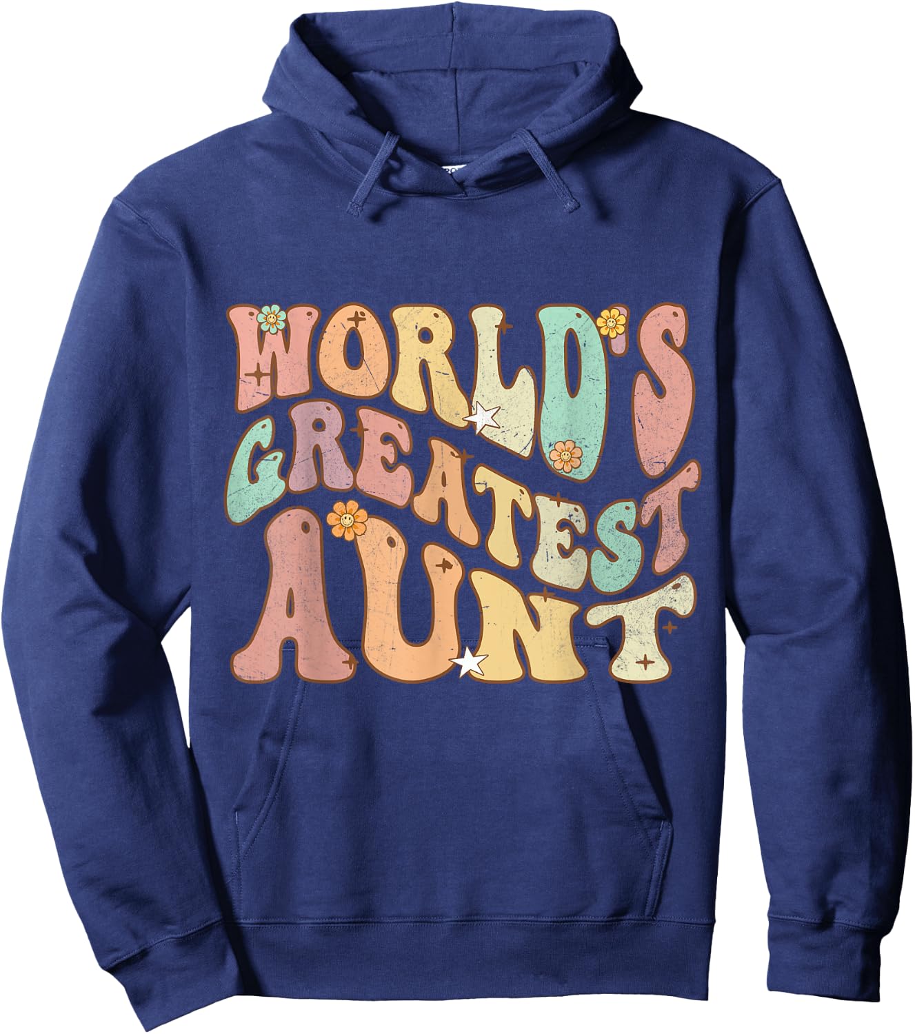 Groovy Retro Vintage World's Greatest Aunt Matching Family Hoodie - Hoodie | Navy