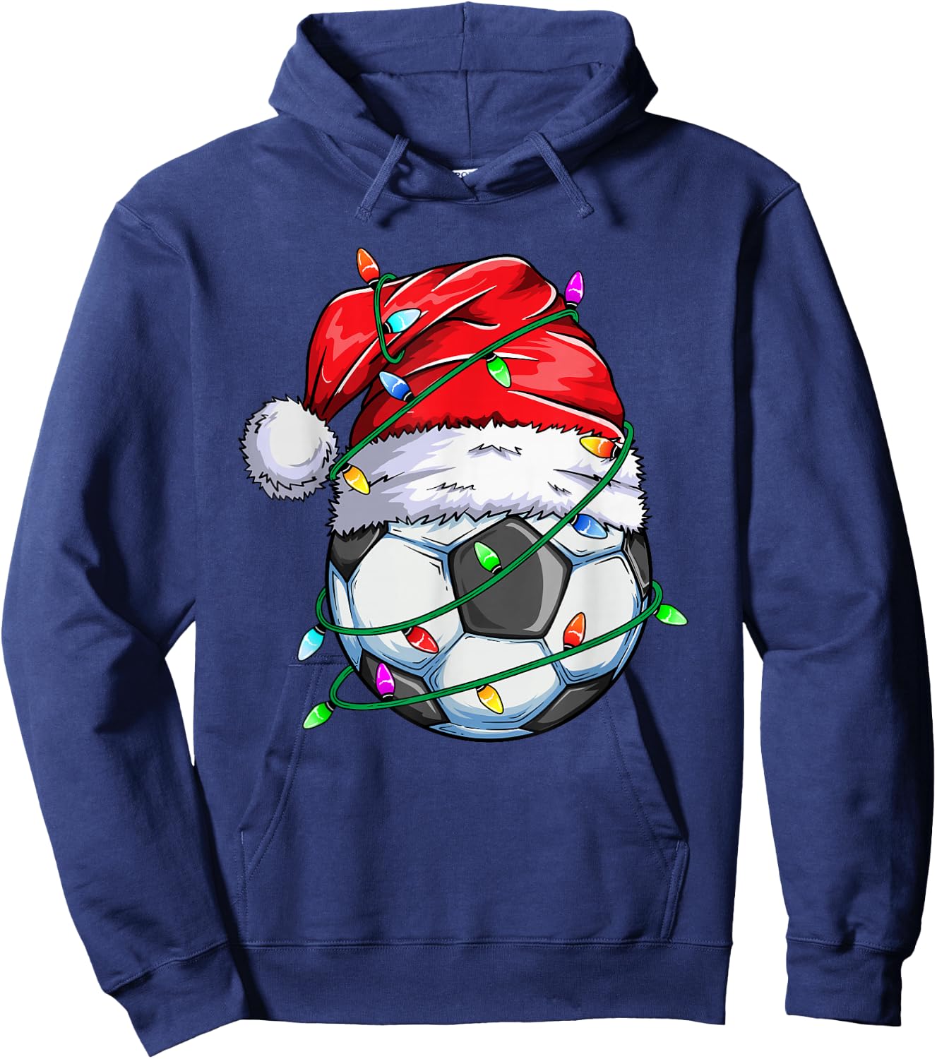 Santa Soccer Ball Sports Design- Christmas Soccer Player Hoodie - Hoodie | Navy