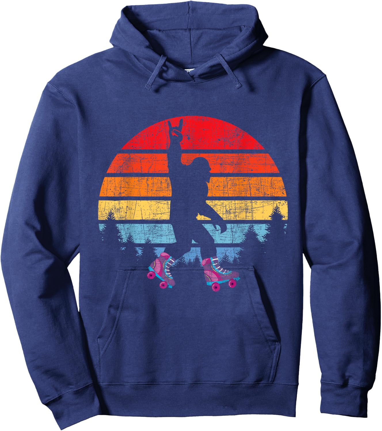 Retro Vintage Bigfoot Skater - Roller Skating Roller Derby Hoodie - Hoodie | Navy