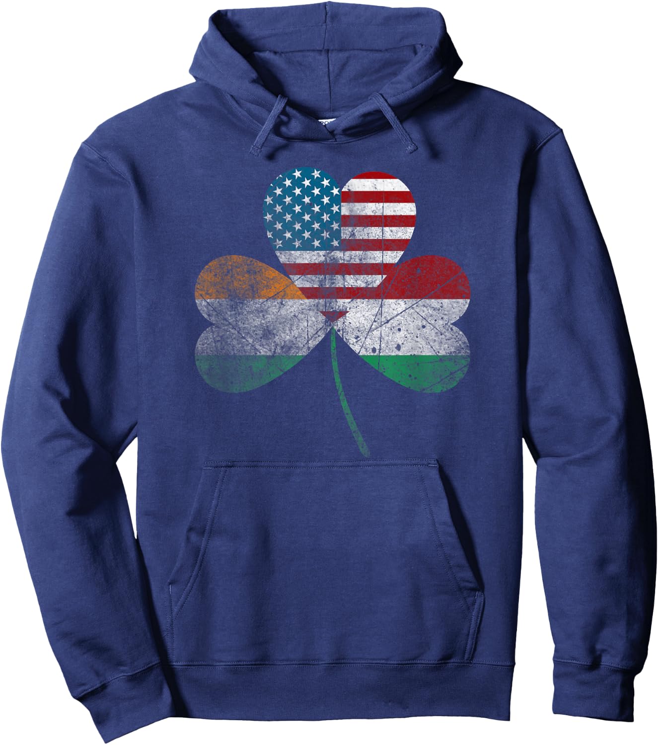 Half Irish Half Italian American Flag Shamrock Heritage Hoodie - Hoodie | Navy
