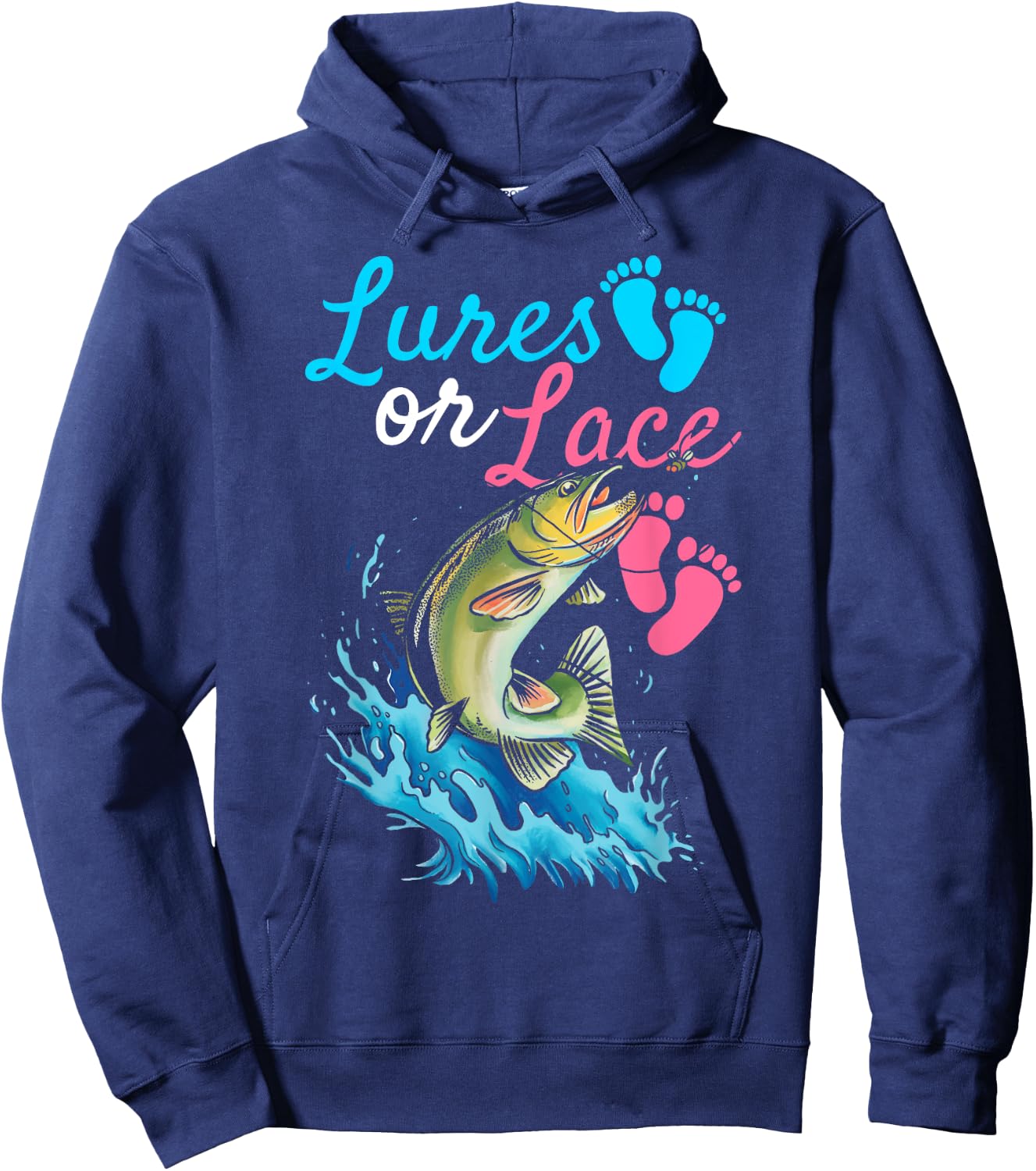 Lures or Lace Quote for Fishing lovers Hoodie - Hoodie | Navy