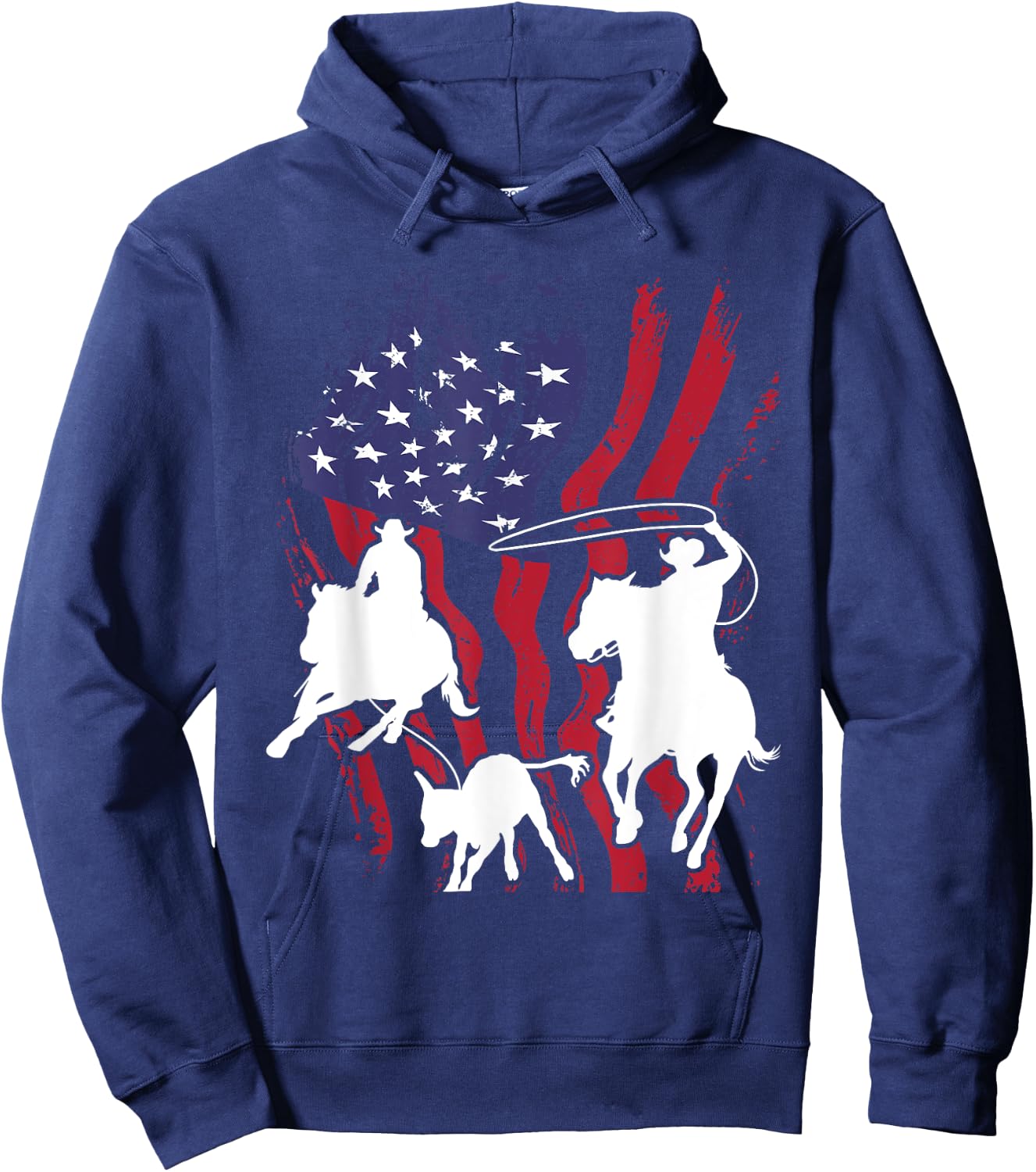 Rodeo Team Roping - Horse Riding Equestrian Header Heeler Hoodie - Hoodie | Navy