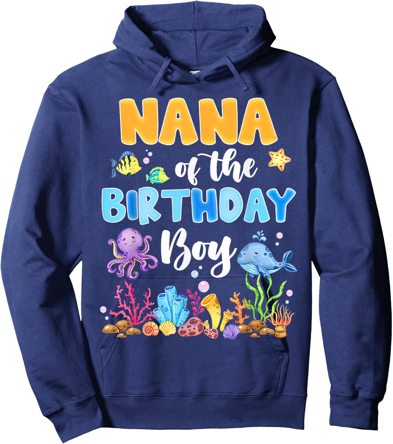 Nana Of The Birthday Boy Aquarium Sea Animals Matching Hoodie - Hoodie | Navy