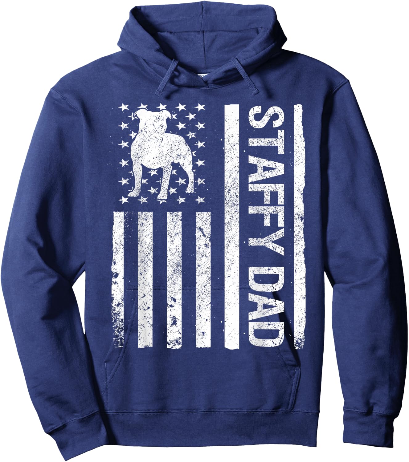 Staffy Dad USA Flag Pet Staffordshire Bull Terrier Dog Dad Hoodie - Hoodie | Navy