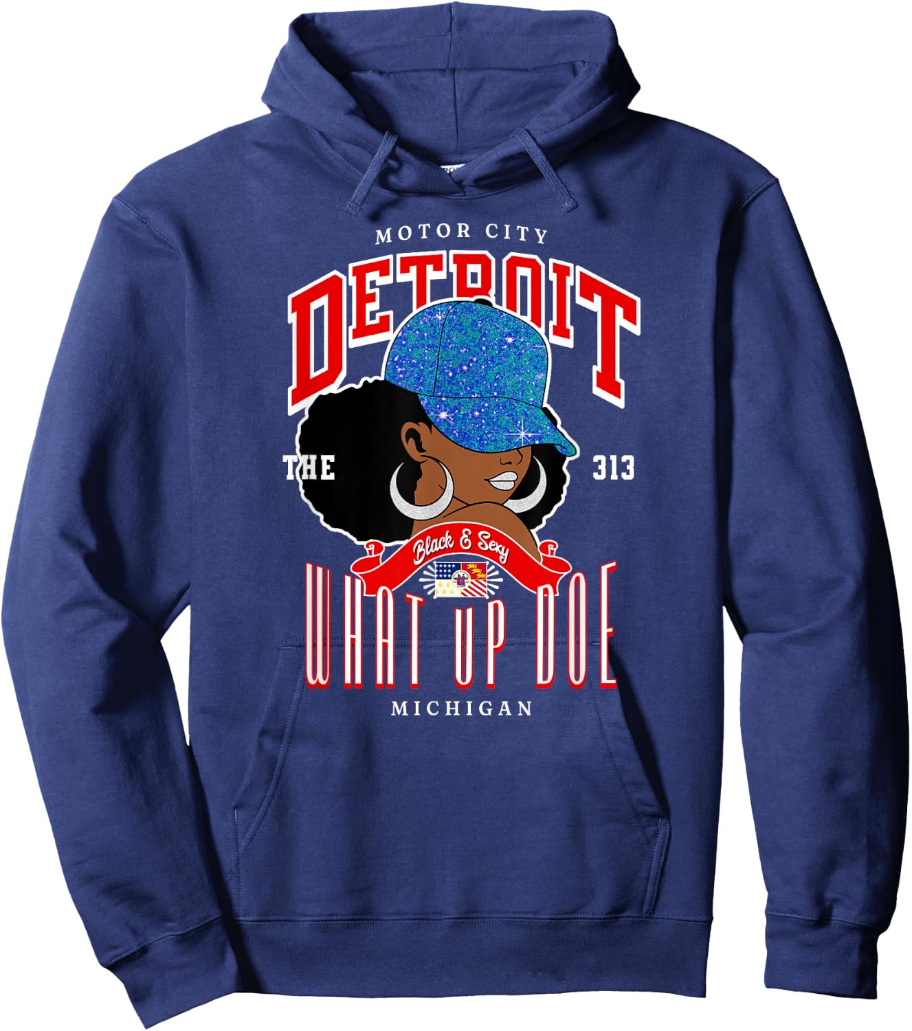 Afro Chic Detroit Roots Women of 313 Hoodie - Hoodie | Navy