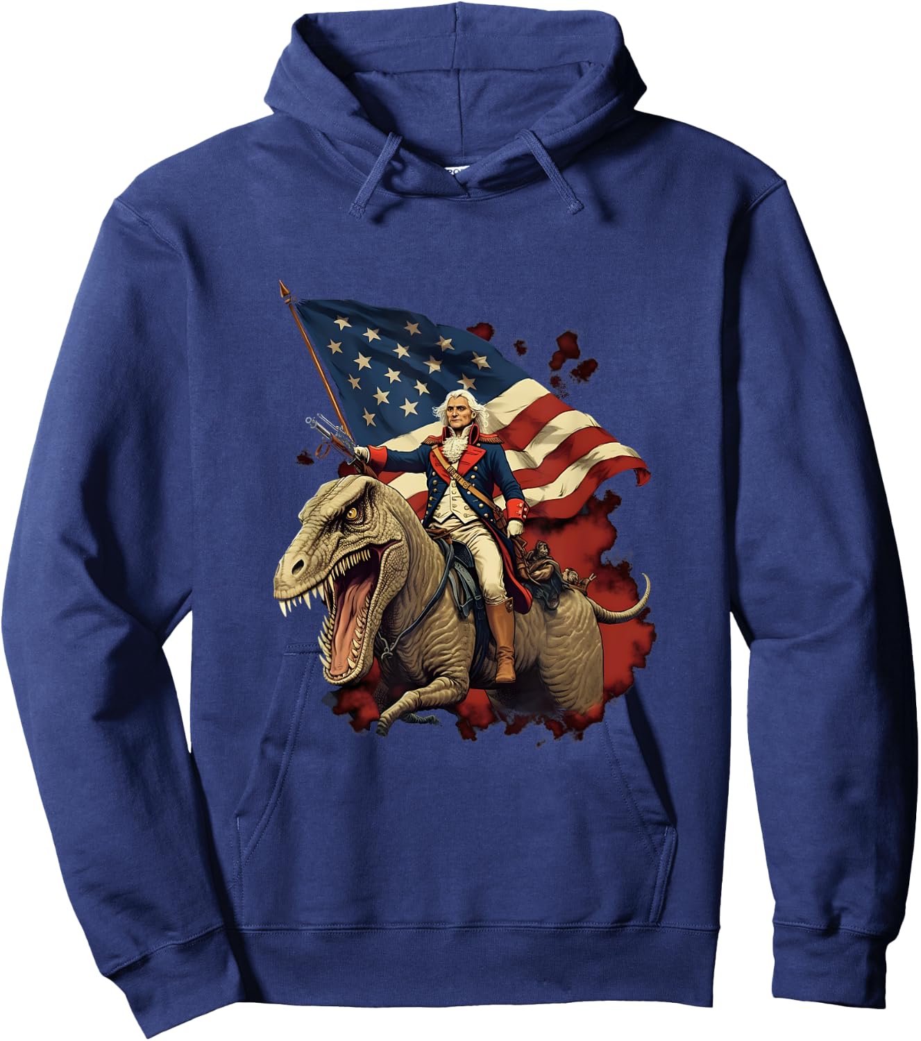 George Washington on a Dinosaur on July 4th Independence Day Hoodie - Hoodie | Navy