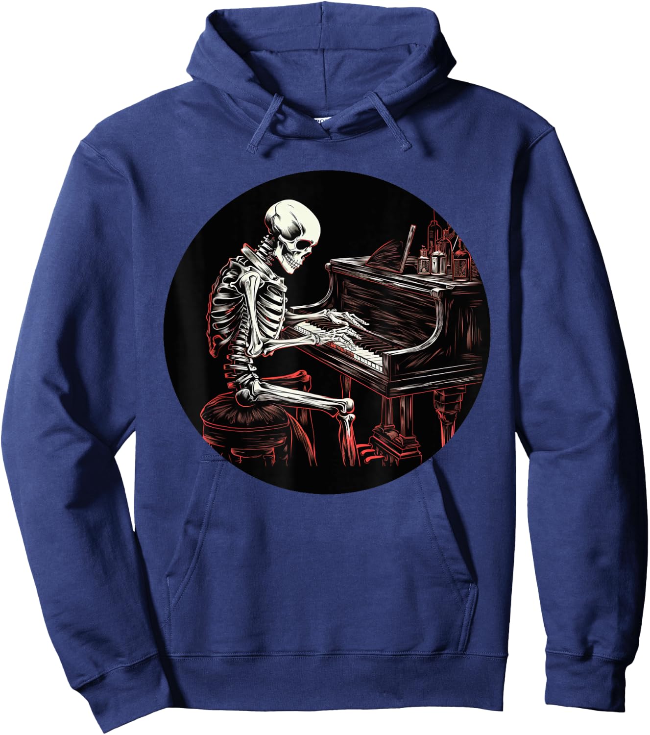 Funny Skeleton with Piano Keyboard for classical Music Fans Hoodie - Hoodie | Navy