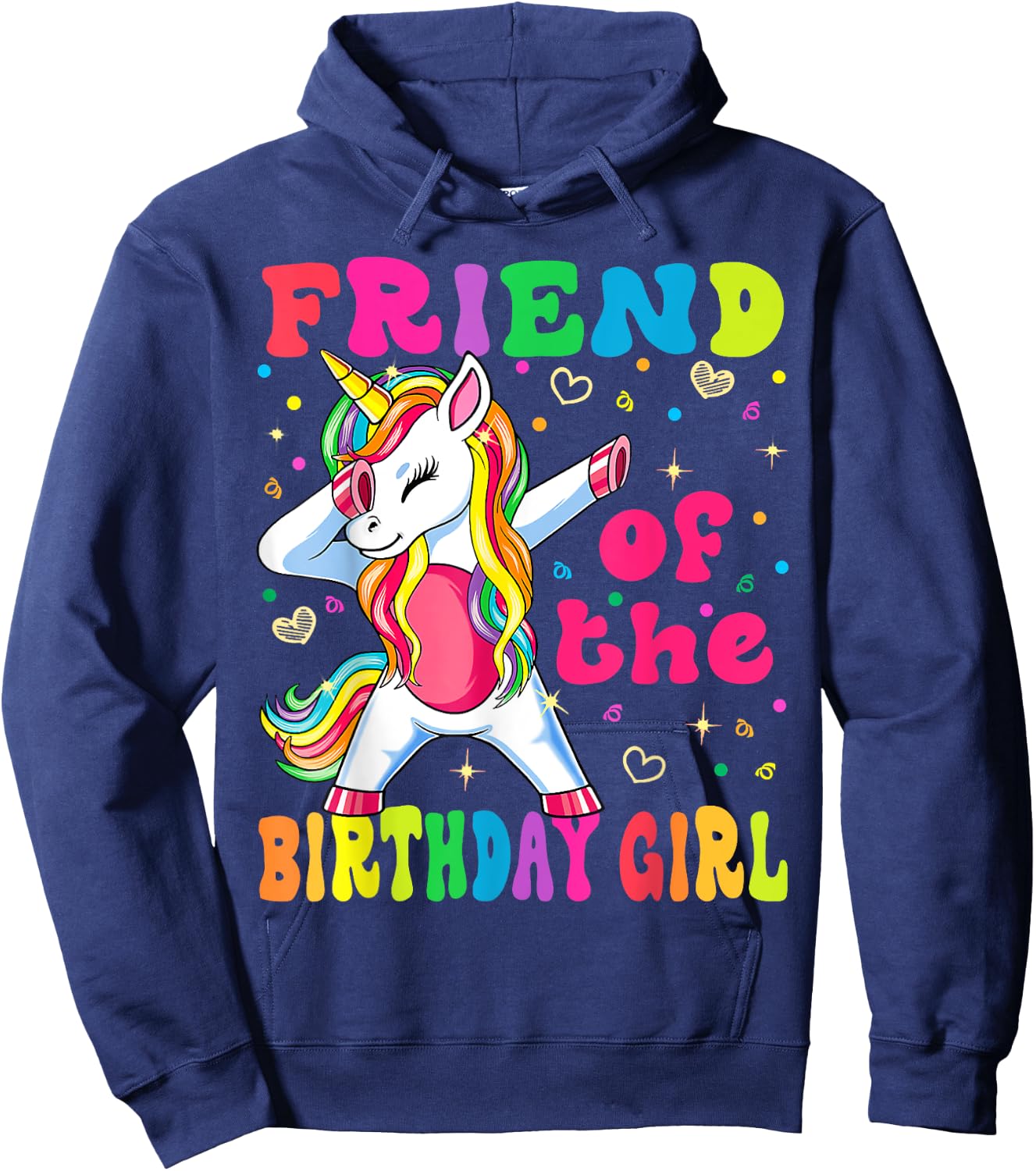 Friend of the Birthday Princess Girl Dabbing Unicorn Hoodie - Hoodie | Navy