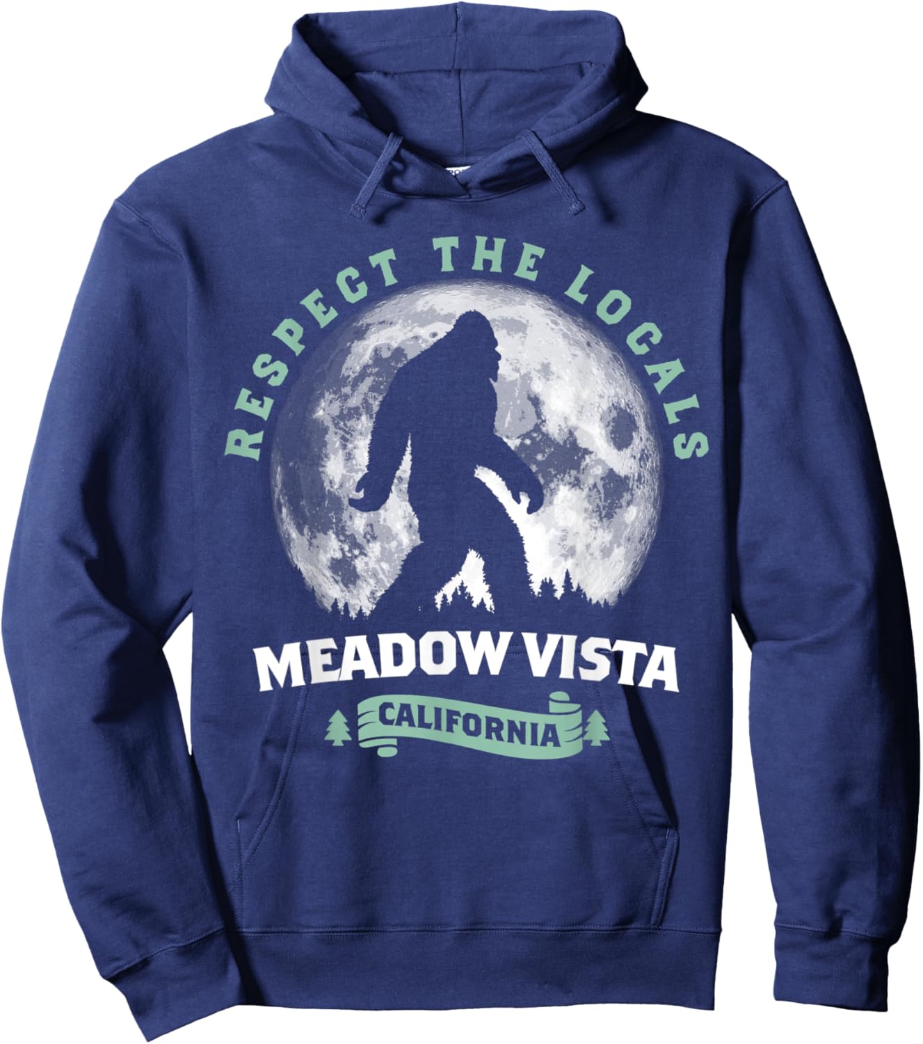 Meadow Vista California Bigfoot Night Walk Retro Hoodie - Hoodie | Navy