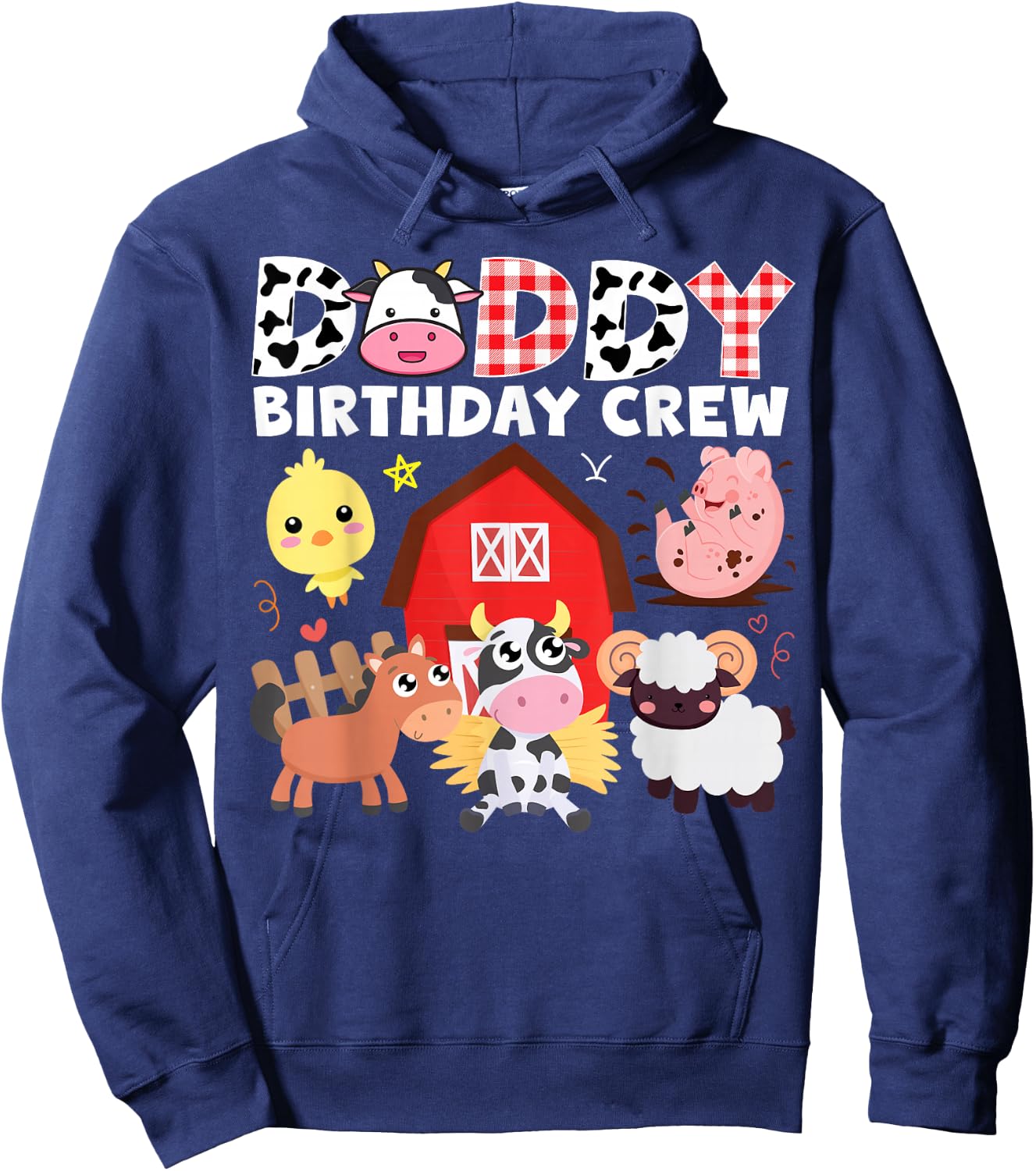 Cow Daddy Birthday Crew Farm Theme Animals Birthday Party Hoodie - Hoodie | Navy