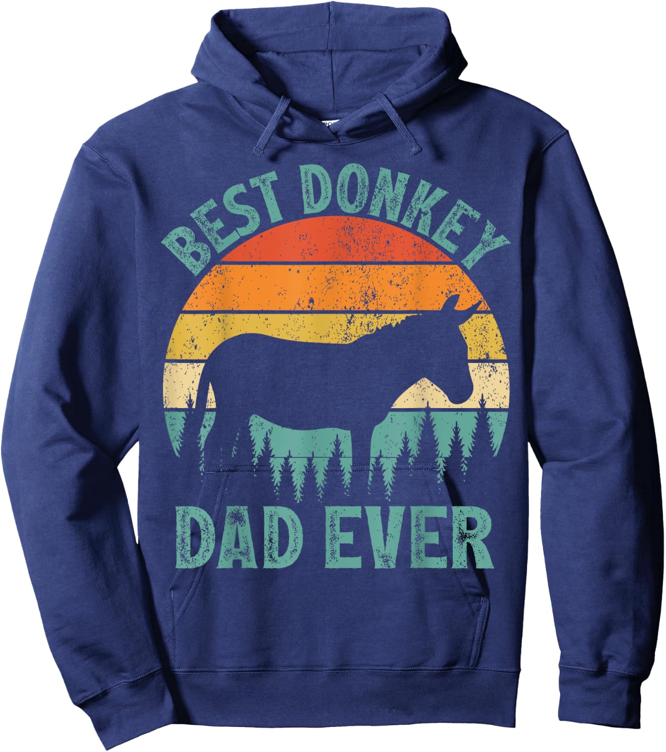 Funny Donkey Vintage Best Donkey Dad Ever Father's Day Hoodie - Hoodie | Navy